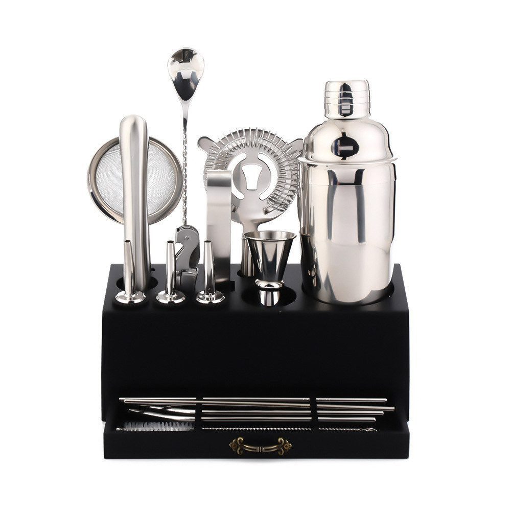 LIANNA Cocktail Shaker 18-teiliges Cocktail Set aus Edelstahl, 600ml Shaker für Bar & Zuhause, (18-tlg., 18-teiliges Cocktail Set aus Edelstahl, 600ml Shaker für Bar & Zuhause)