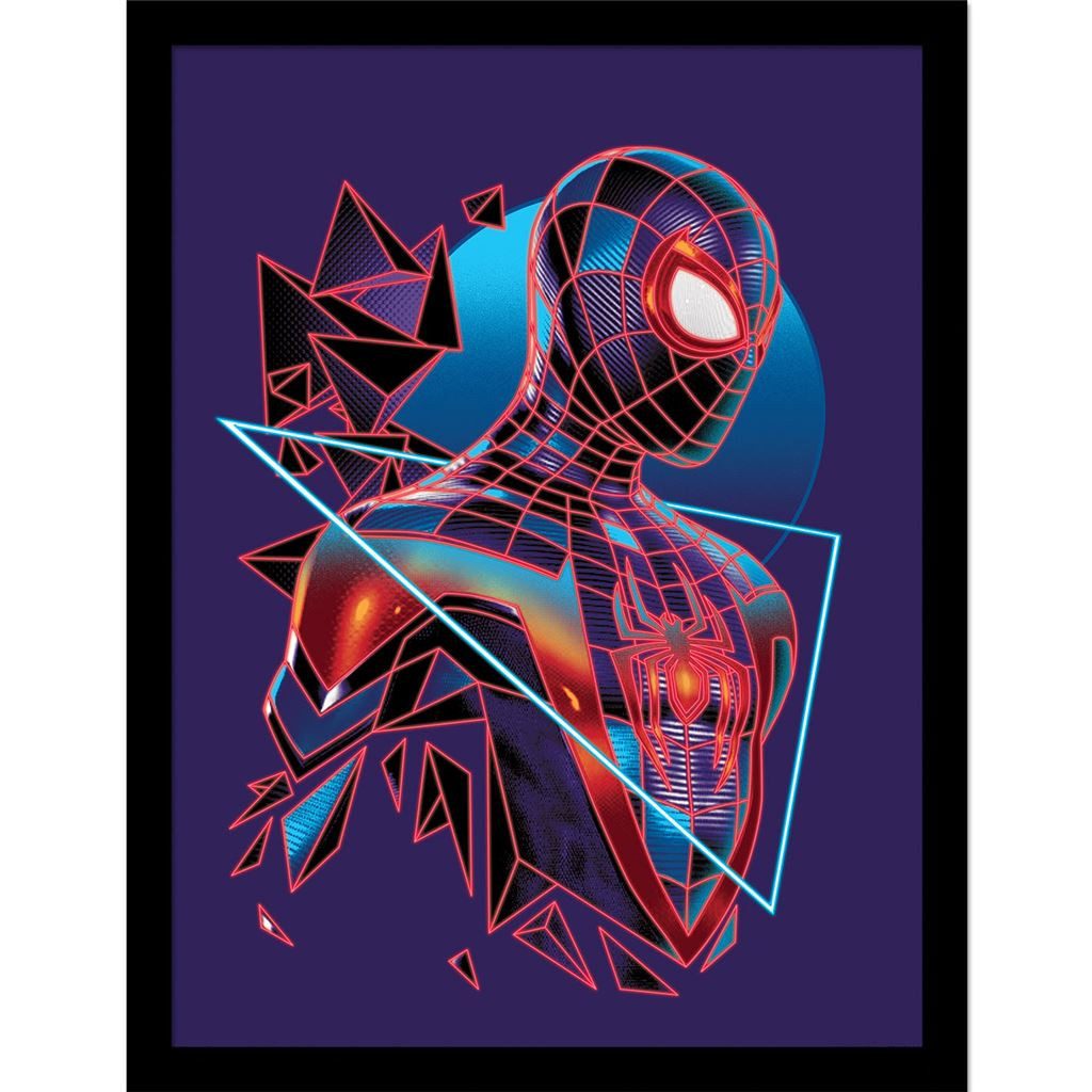 Spiderman Bild mit Rahmen Geomteric, Kunstdruck Marvel Comics