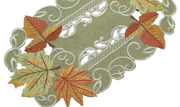 Westernlifestyle Tischdecke Herbst Blätter grün beige