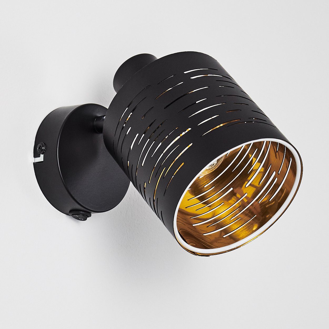 verstellbare An-/Ausschalter E14, mit Wandlampe Leuchtmittel, Schwarz/Gold, Gitter-Optik in in Metall/Kunststoff Wandspot ohne aus Wandleuchte »Vigone« hofstein