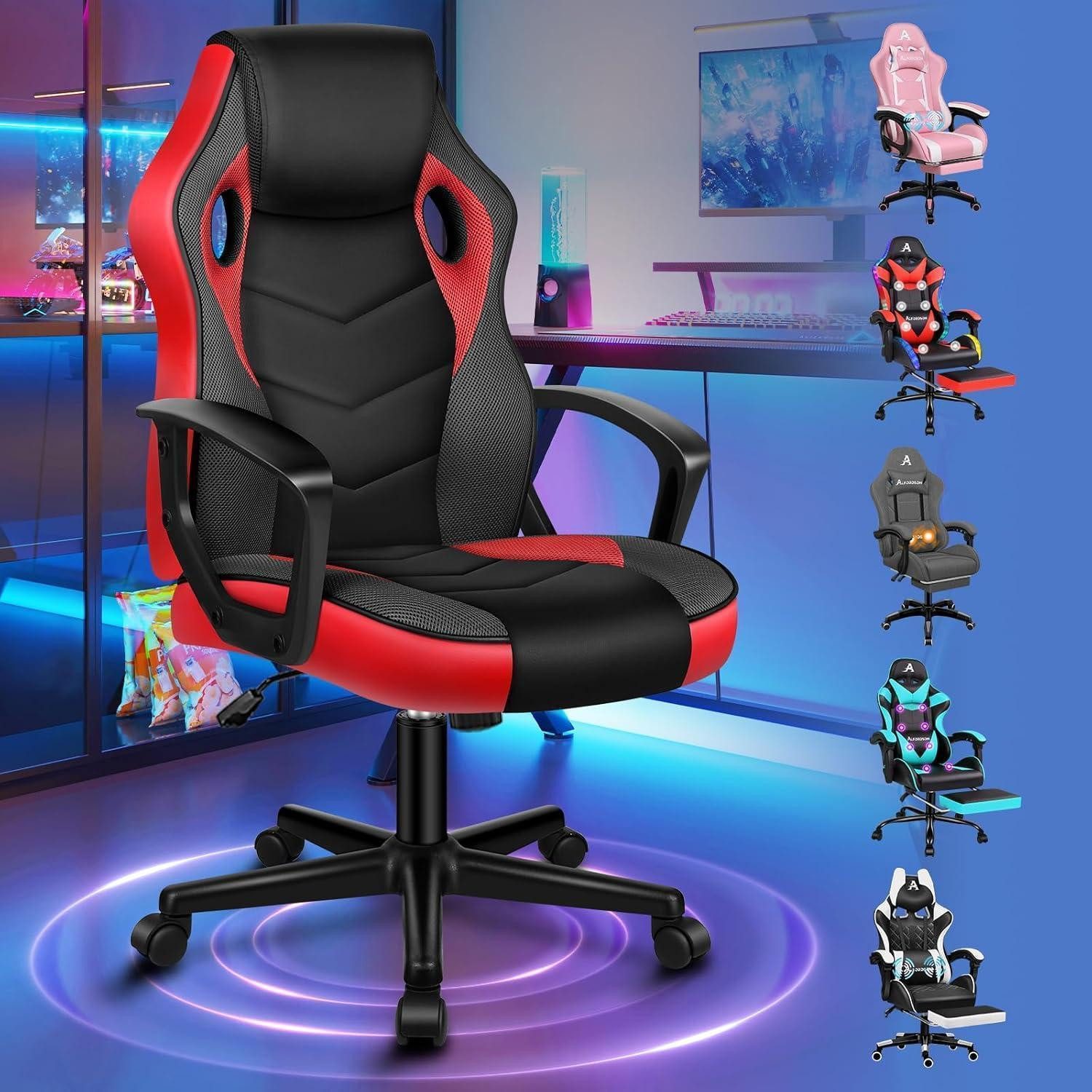 LuxusKollektion Gaming-Stuhl Schreibtischstuhl Höhenverstellbar 150kg Drehbar Mega Rot Mega Serie