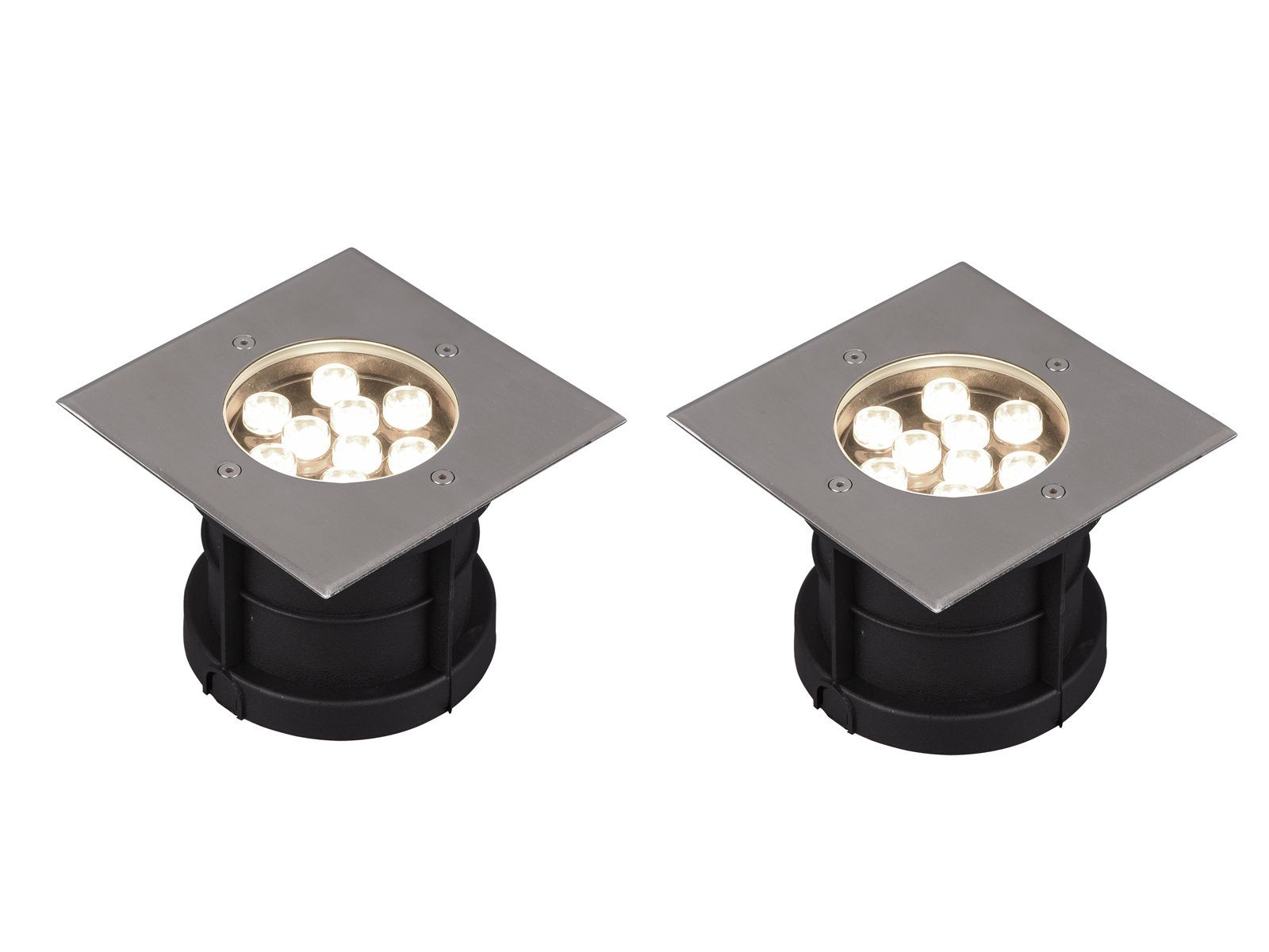 TRIO Leuchten LED Einbauleuchte, LED fest integriert, Warmweiß, 2er Set Boden-einbaustrahler Außen Garten Wegbeleuchtung, Ø16,5cm