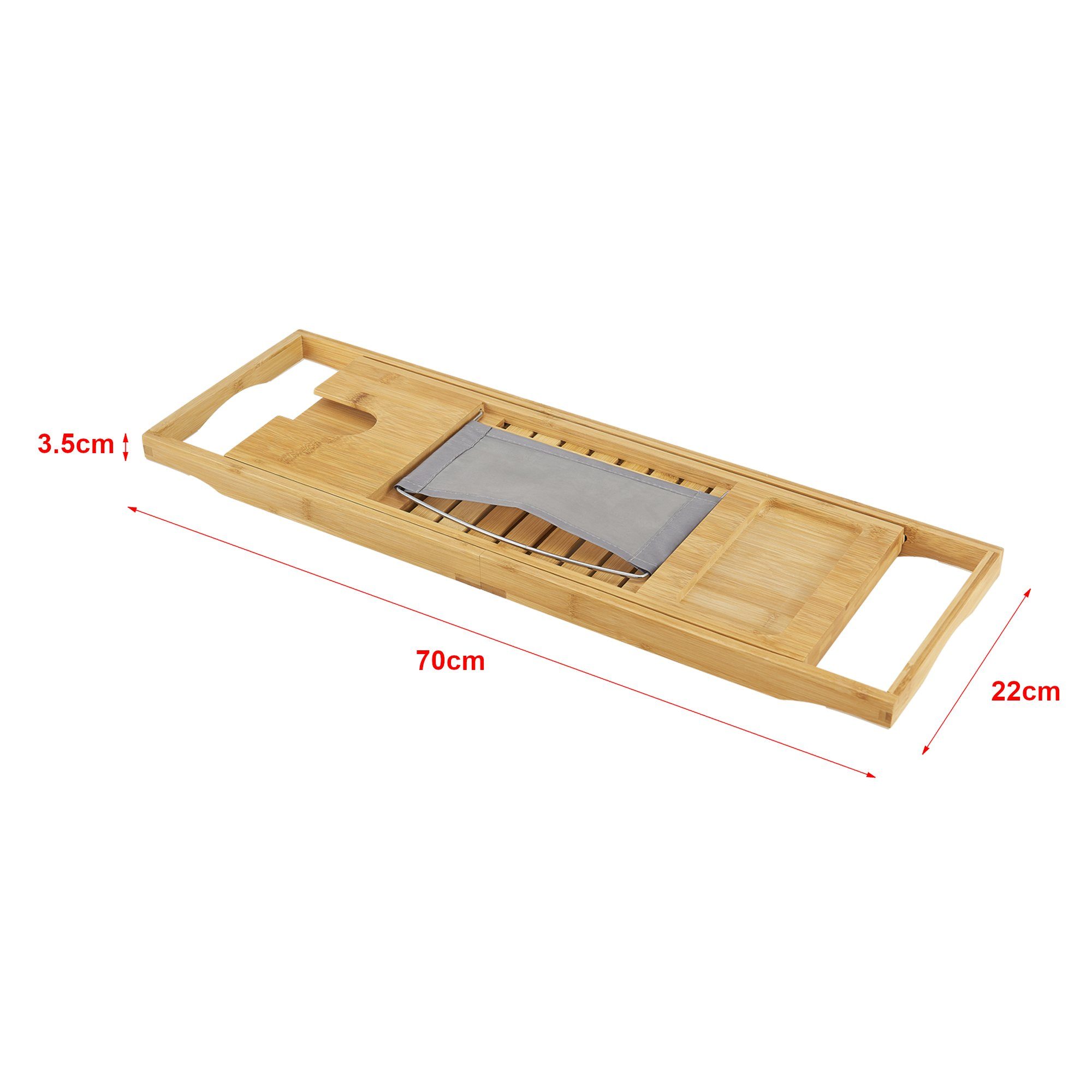 Badewannenablage, ausziehbar Bambus Badewannentablett en.casa aus Orivesi 70-105,5 cm