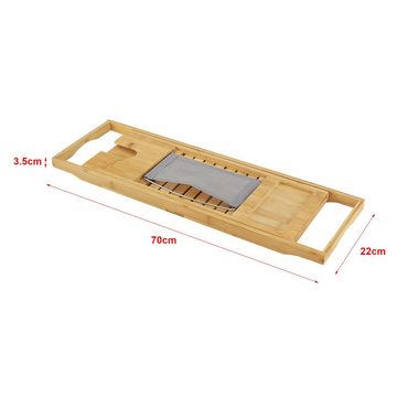 en.casa Badewannenablage, Orivesi Badewannentablett aus Bambus ausziehbar 70-105,5 cm