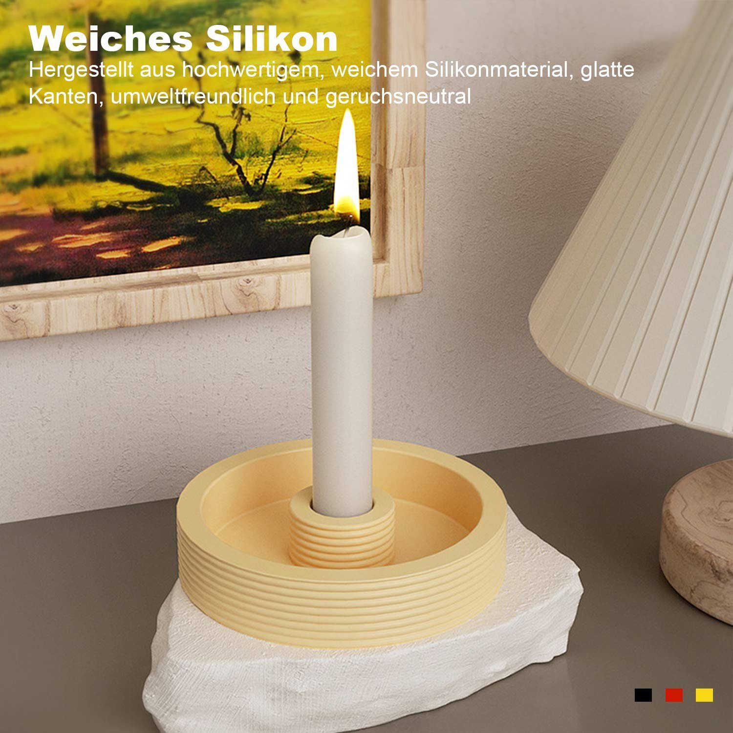 MAGICSHE Kerzenhalter (2 Silikonform DIY für Stabkerzen St), Gießform Kerzenhalter, Runde Kerzenhalter