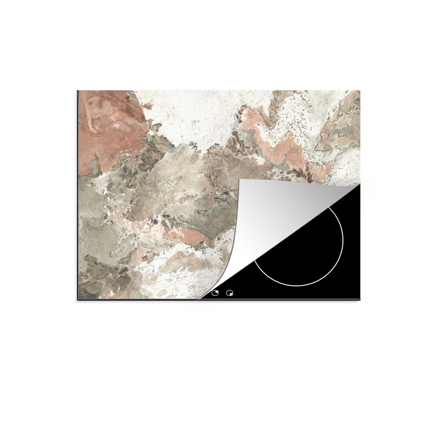 MuchoWow Herdblende-/Abdeckplatte Granit - Weiß - Pflastersteine, Vinyl, (1 tlg), 70x52 cm, Mobile Arbeitsfläche nutzbar, Ceranfeldabdeckung
