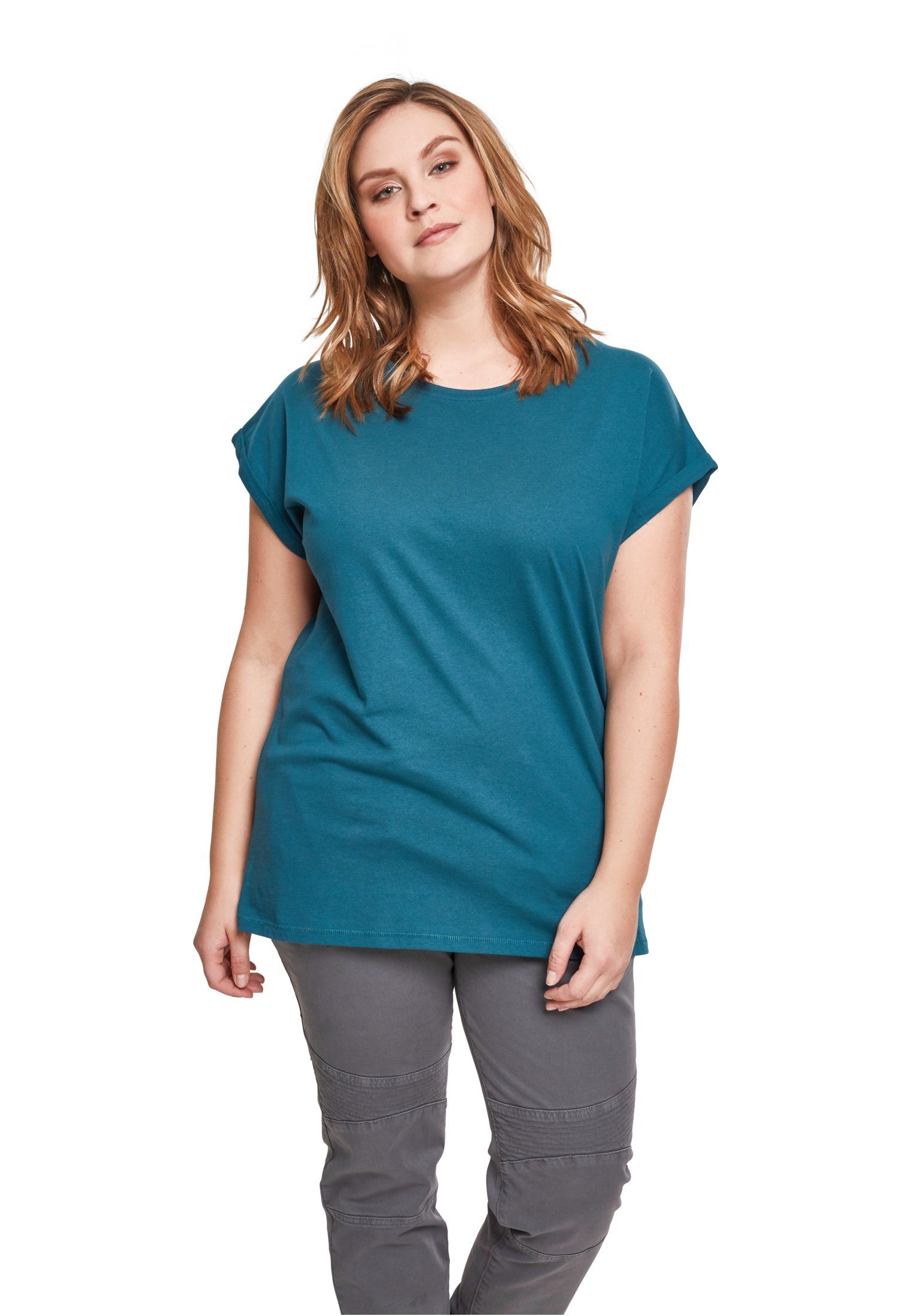 URBAN CLASSICS T-Shirt TB771 teal Extended Shoulder