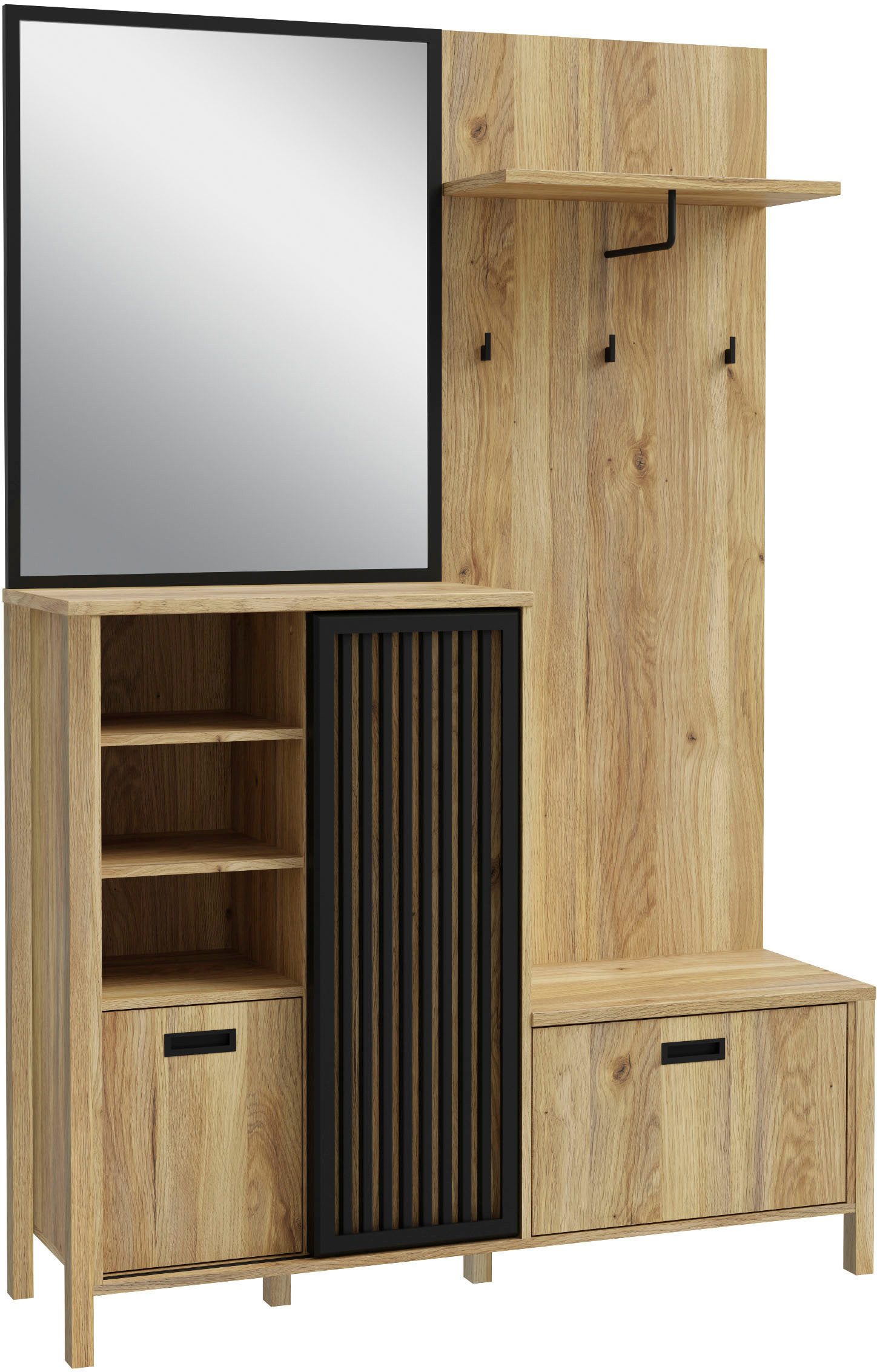 FORTE Kompaktgarderobe Jytana Kompaktgarderobe, Stauraum, Lamellenoptik, Tr günstig online kaufen