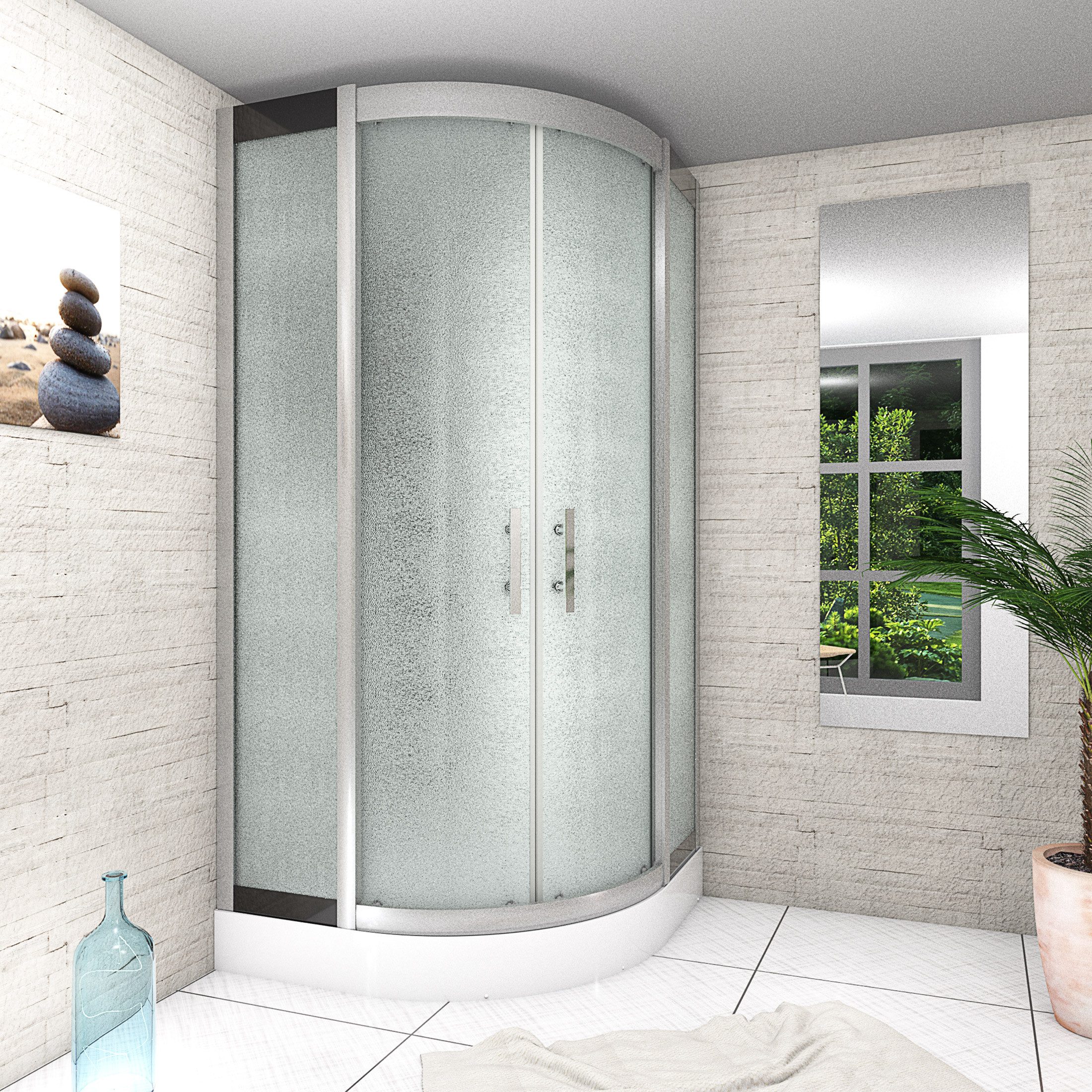 AcquaVapore Komplettdusche Fertigdusche Dusche D46-00M1-ALL Weiß 80x80, Sicherheitsglas ESG, inklusive Duschwanne, Höhenverstellbar, Mit Bauanleitung, Mit Beleuchtung, Mit Spiegel, Gehä