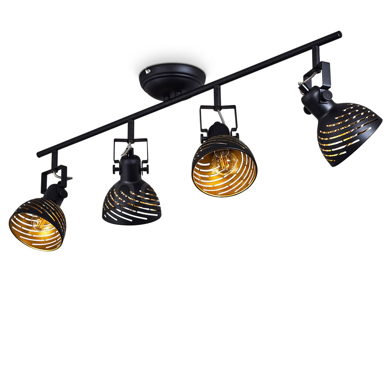 hofstein Deckenleuchte »Mitterthal« Deckenlampe, Metall, Schwarz/Goldfarben, ohne Leuchtmittel, Leuchte im Retro/Vintage-Design,Lichteffekt, E14,verstellbare Strahler