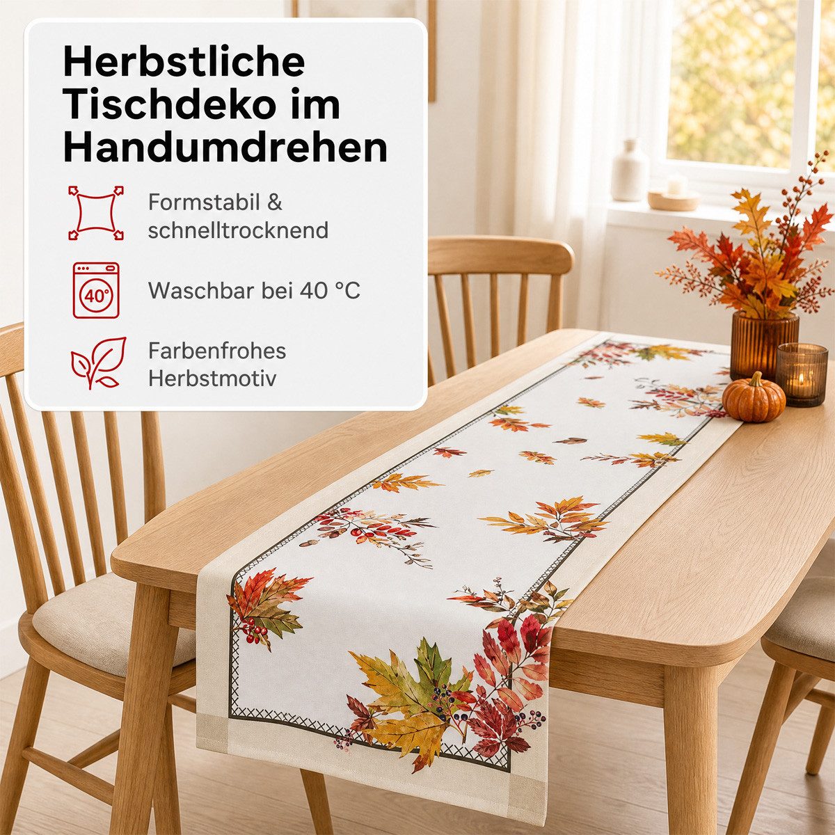 texpot Tischdecke Tischdecke mit Druckmotiv Herbstblätter (1-tlg)