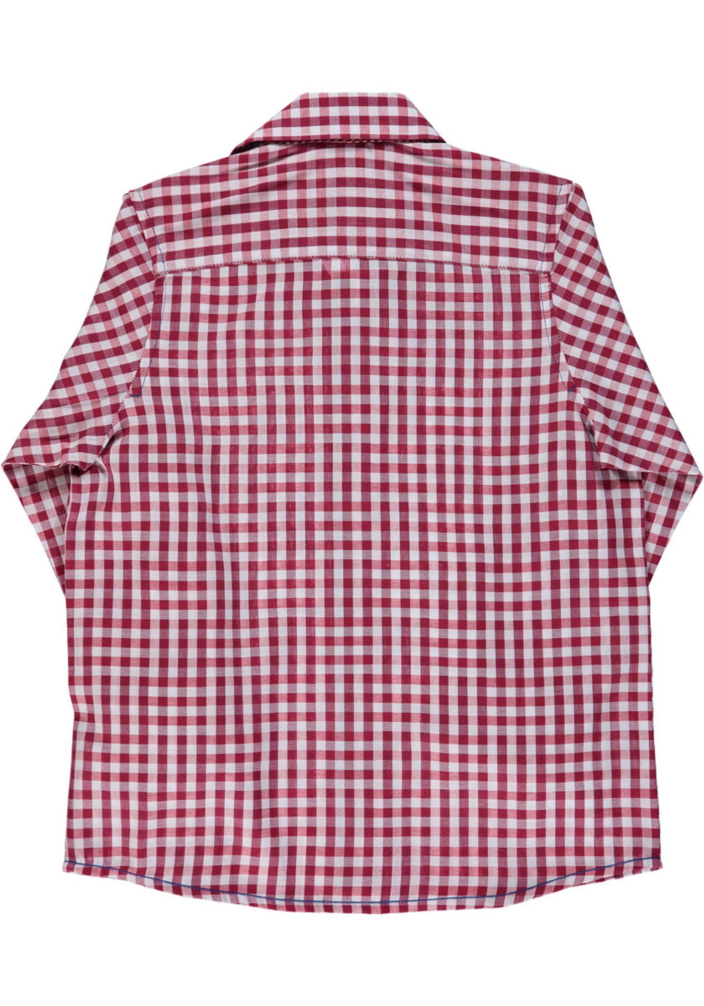 OS-Trachten Trachtenhemd Pexxa Langarm mittelrot 3D-Optik mit Hemd Jungen