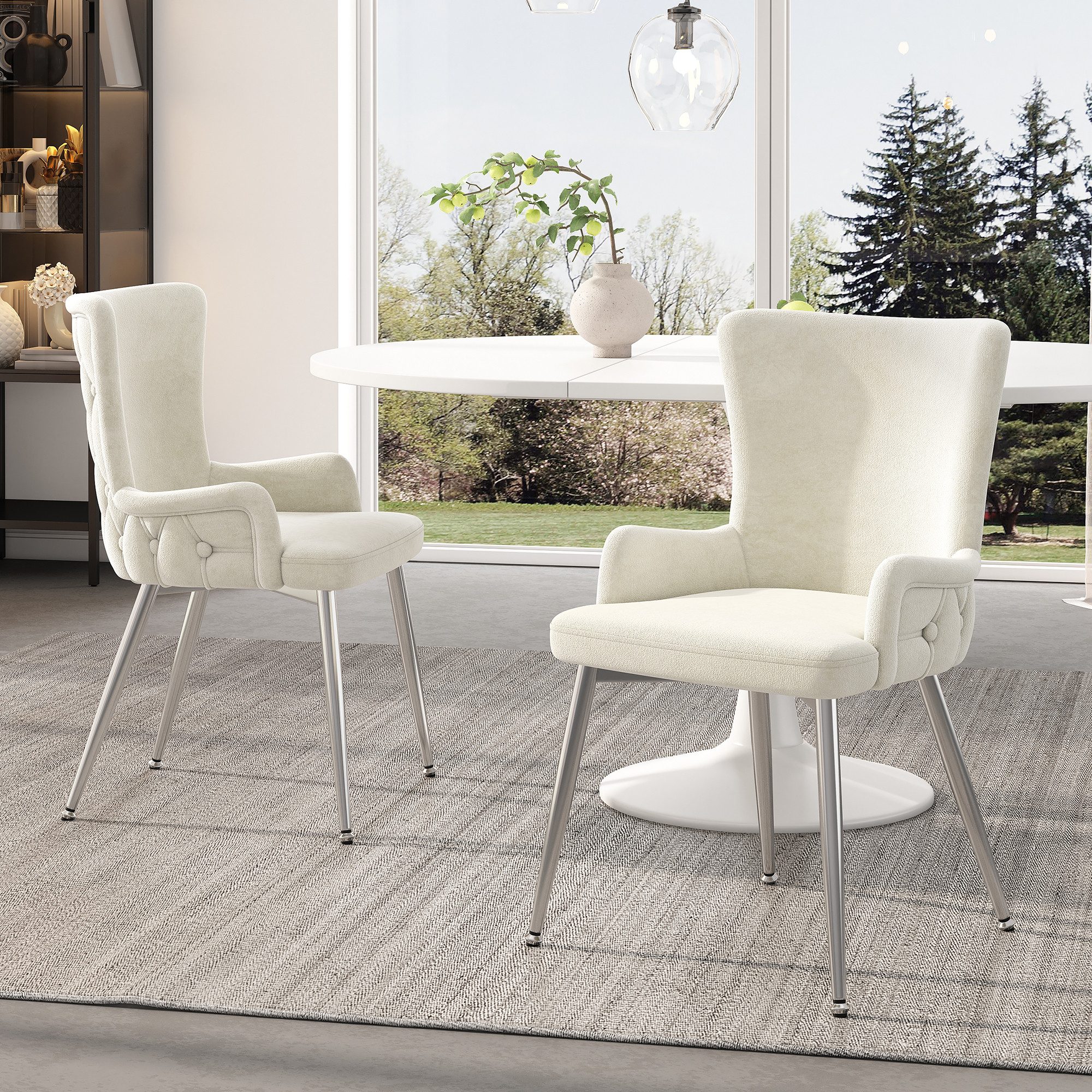 2 Esszimmerstühle Mit Drehfunktion - Polsterstühle In Grau, Chenille-Bezug & Metallgestell Für Küche, Wohnzimmer Oder Homeoffice