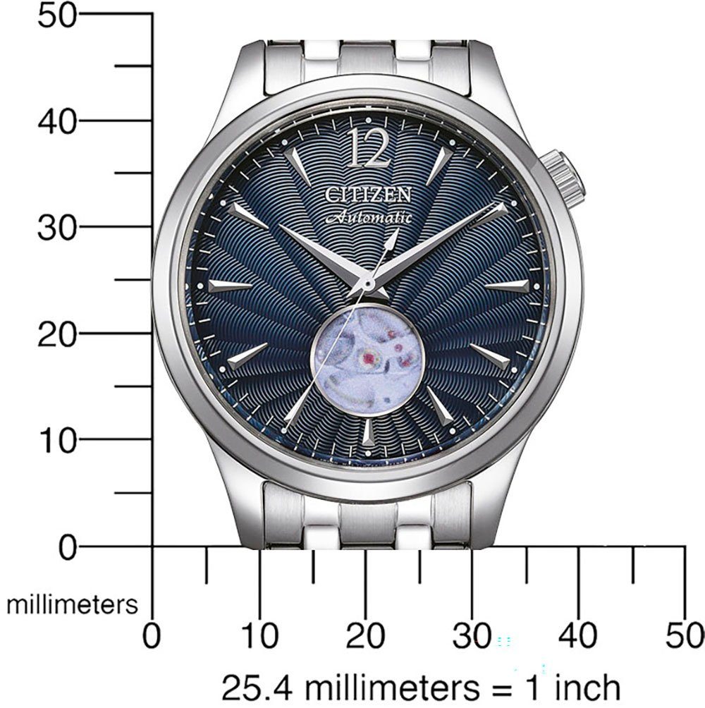 Citizen Automatikuhr NH9131-73L, Armbanduhr, Herrenuhr, Damenuhr, offene Unruh, Edelstahlarmband