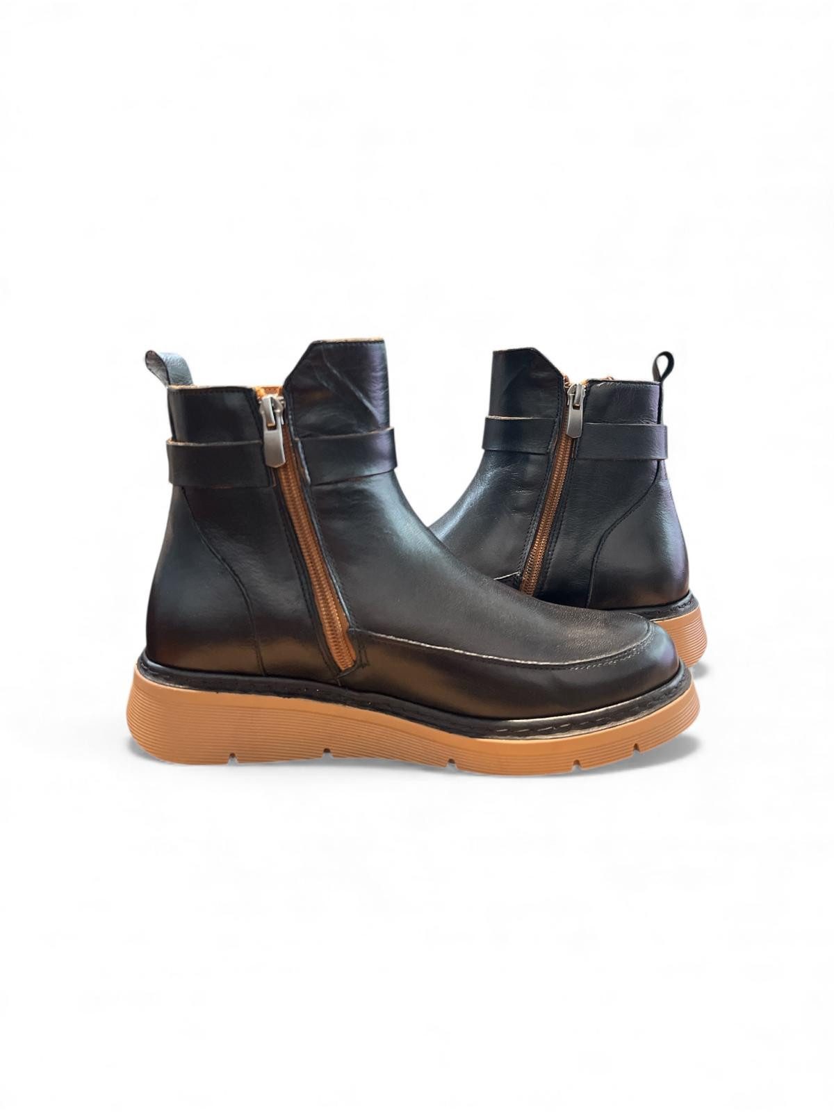 Begoria Damen Leder Stiefeletten mit Schnalle – Schnallenboots Schnürstiefel – Bild 2 von 3