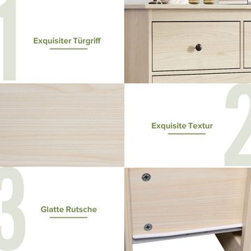 BlingBin Sideboard Anrichte Schrank (140*40*82cm), 7 Schubladen, exquisites Muster der Tischplatte