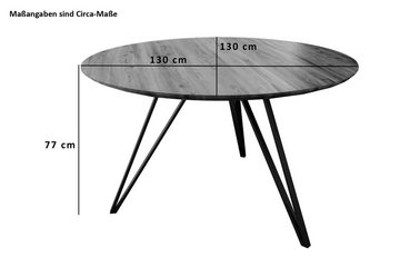 Junado® Esstisch Insa, runder Esszimmertisch Insa 130 cm mit 26mm Tischplatte