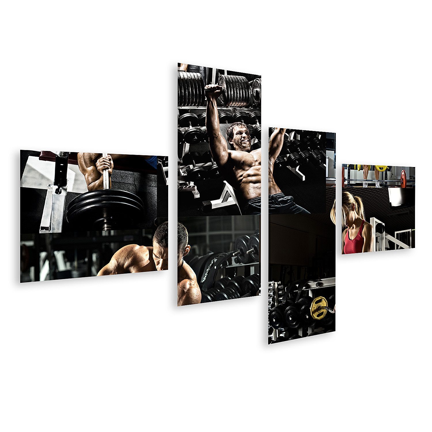 islandburner Leinwandbild Bodybuilding Ausführung Übung Presse Gewicht Gym Collage Fot Bilder