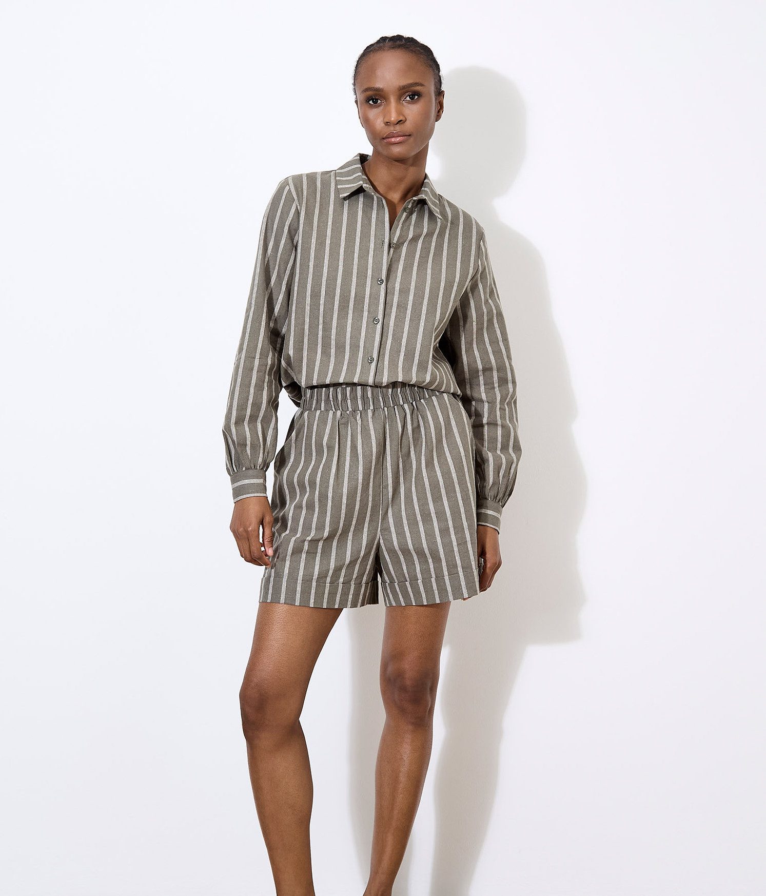 Apricot Shorts Gestreifte Shorts, aus Leinenmix günstig online kaufen