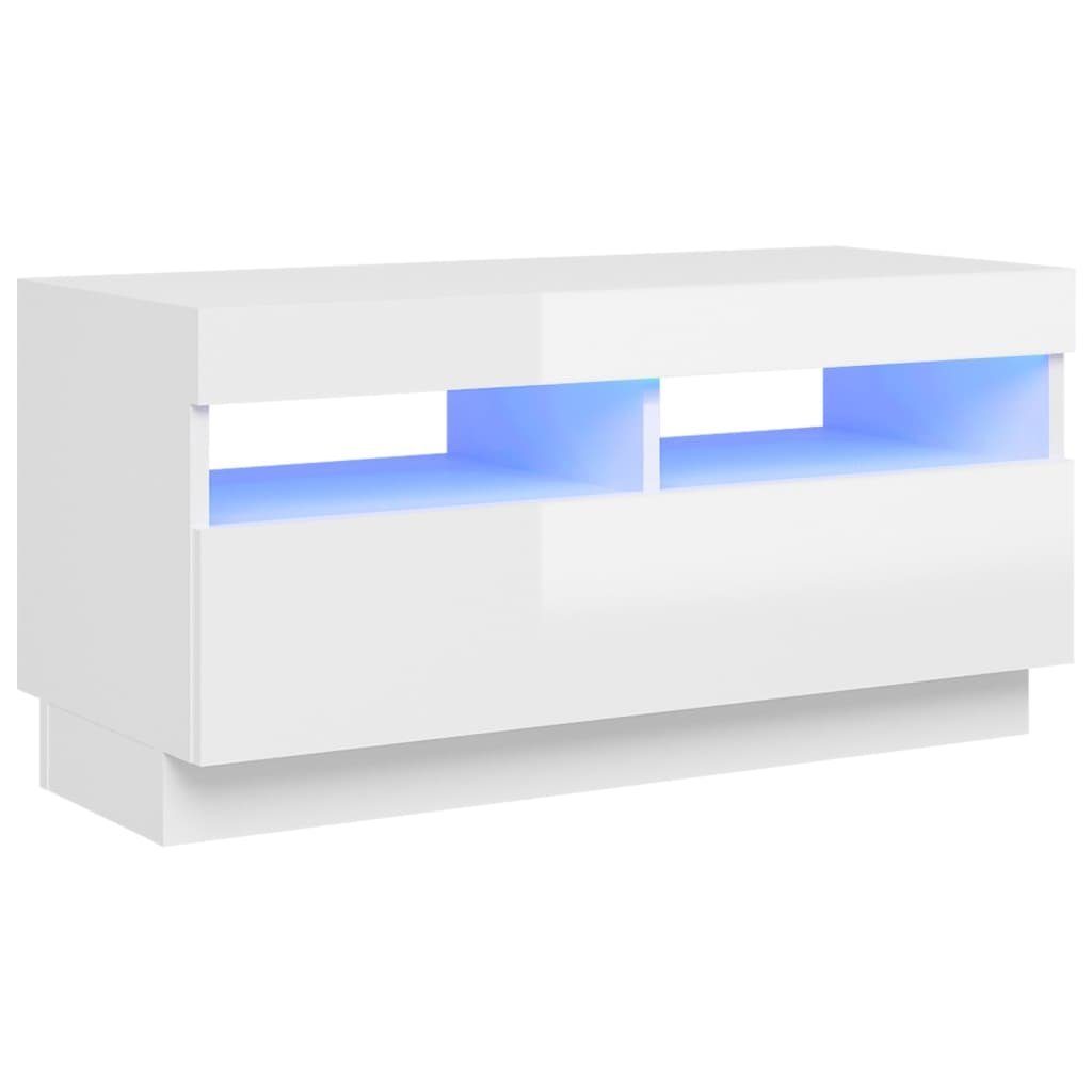 vidaXL TV-Schrank NA TV-Schrank mit LED Leuchten Hochglanz-Weiß 80x35x40 cm Lowboard