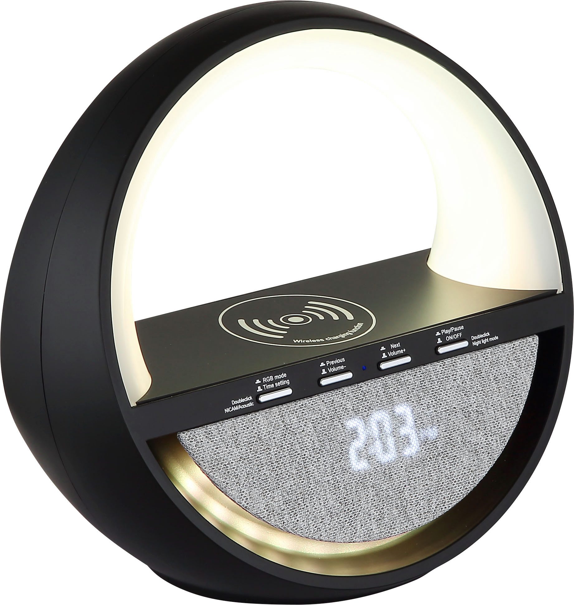 GLOBO LIGHTING Tischleuchte SOUNDRA, LED fest integriert, RGB Tischleuchte mit Touchdimmer, Bluetooth & Akku, USB-C
