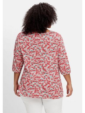 sheego by Joe Browns T-Shirt Große Größen mit Allover-Blumendruck und tiefem Ausschnitt