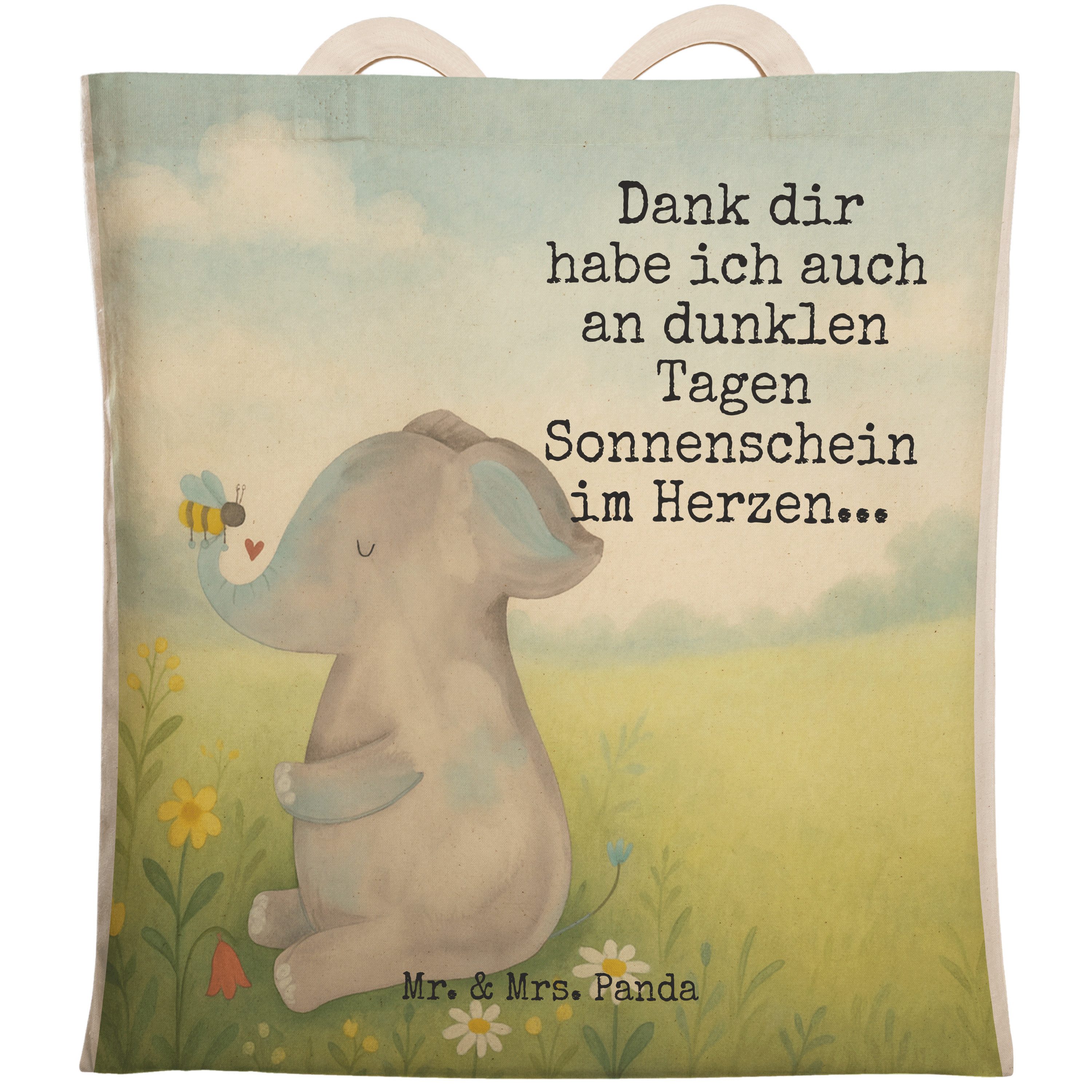 Tragetasche Elefant Biene Design, Tote Bag, Weiß, Beutel, shopping bag, Tasche, J