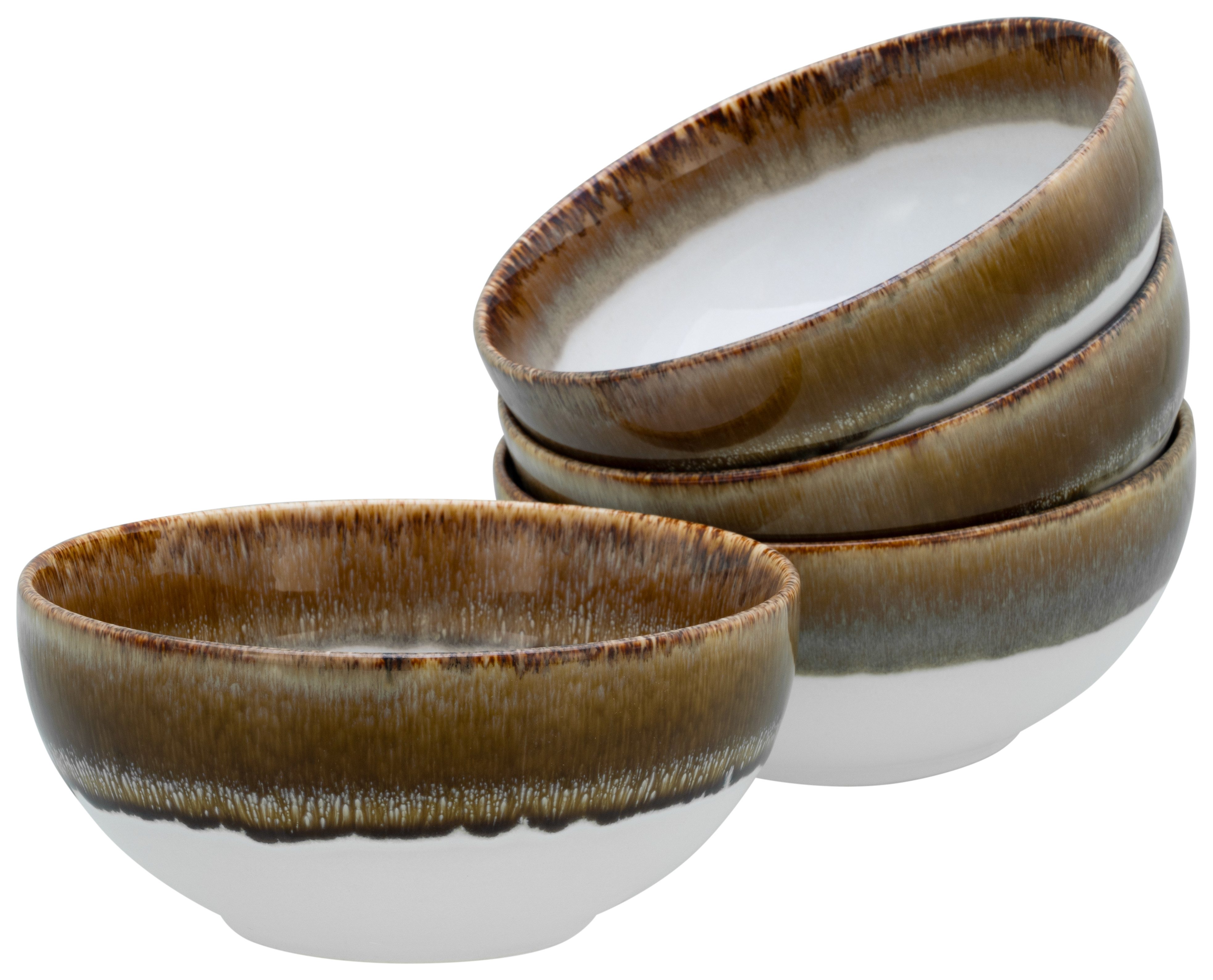creaTable Schale Cascade, Buddha Bowl 17,5 cm 4-tlg, Steinzeug, (Set, 4-tlg), Rekativglasur, Healthy Food