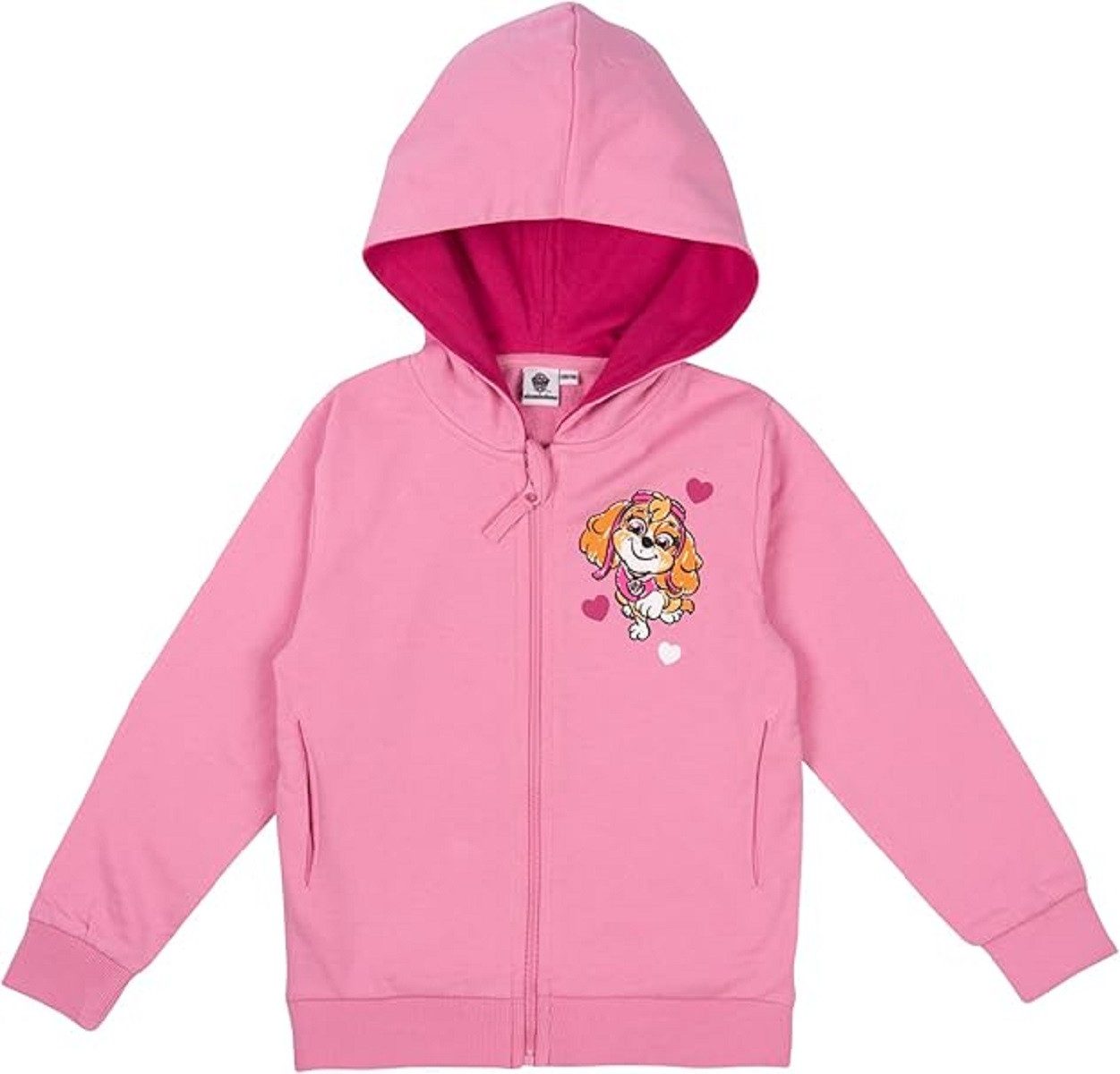 PAW PATROL Sweatshirt Sweatjacke für Mädchen – Pinker Kapuzenpullover mit Reißverschluss
