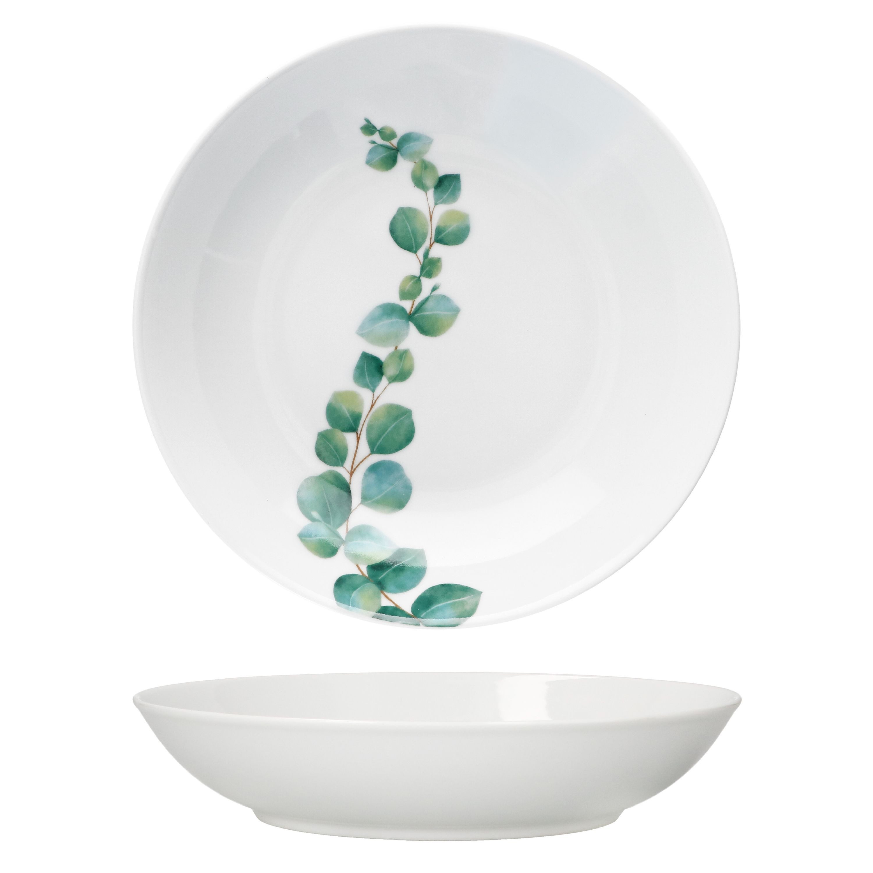 MamboCat Suppenteller 6x Eukalyptus Suppenteller weiß 350ml Porzellan 6 Pers. tiefe Teller