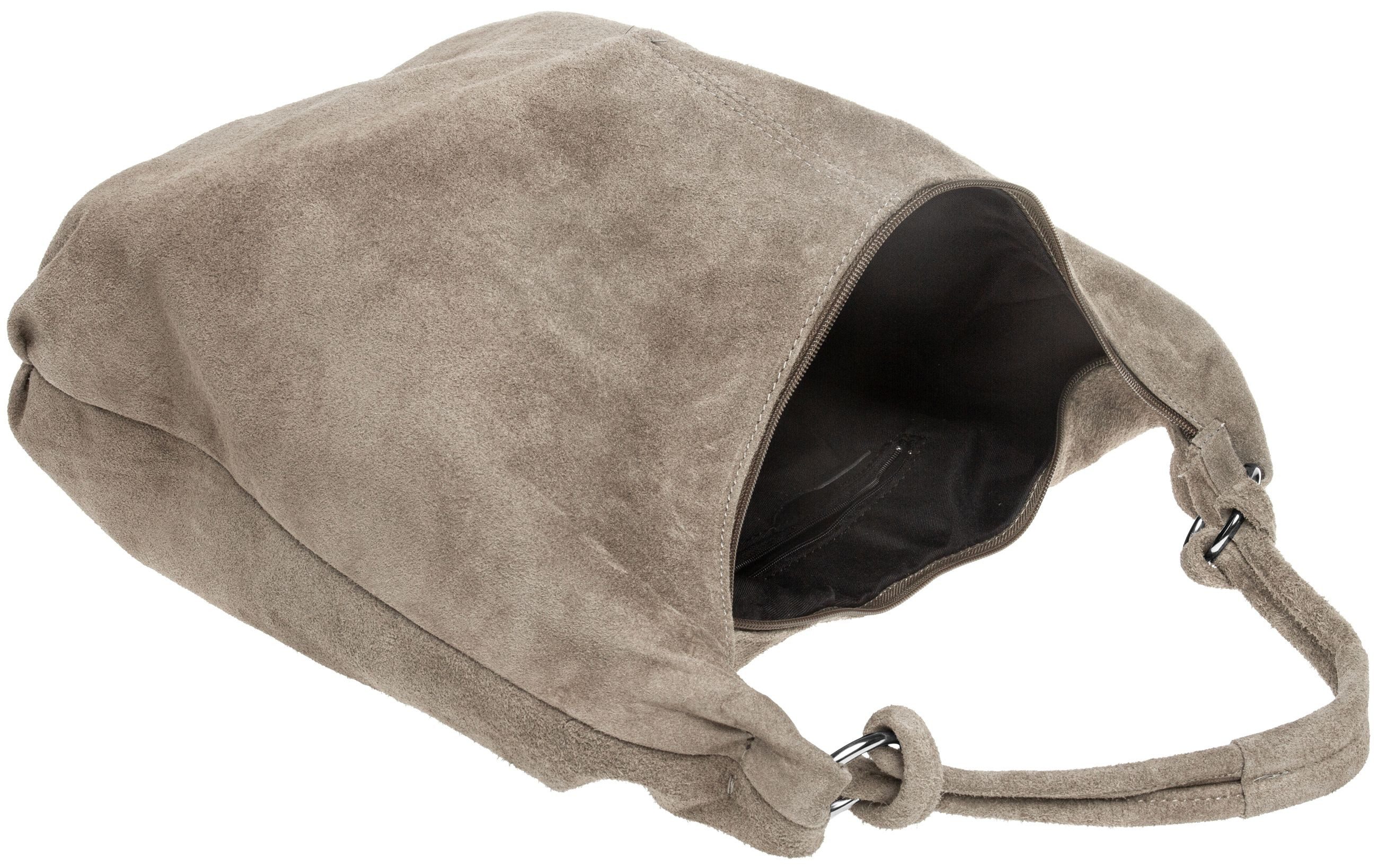 Caspar Schultertasche Damen Vintage Leder Tasche Hobo Bag - CLASSIC LINE - Modell No.617, 100% italienisches Veloursleder, samtig weich, angenehmer Tragekomfort