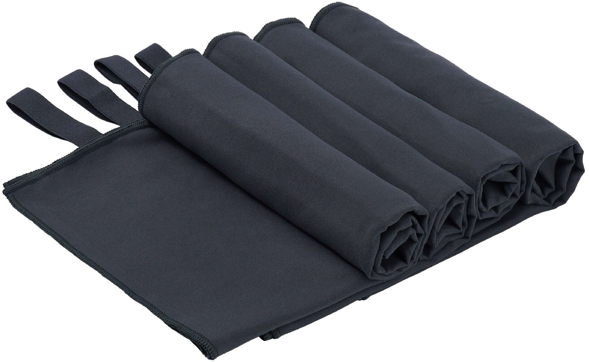 OTTO home Handtücher Leoa, diverse Größen, Sporthandtuch, Reisehandtuch, Strandtuch, Microfaser (4-St), sehr leicht, kompakt, schnelltrocknend, Mikrofaser mit Kontrastnaht