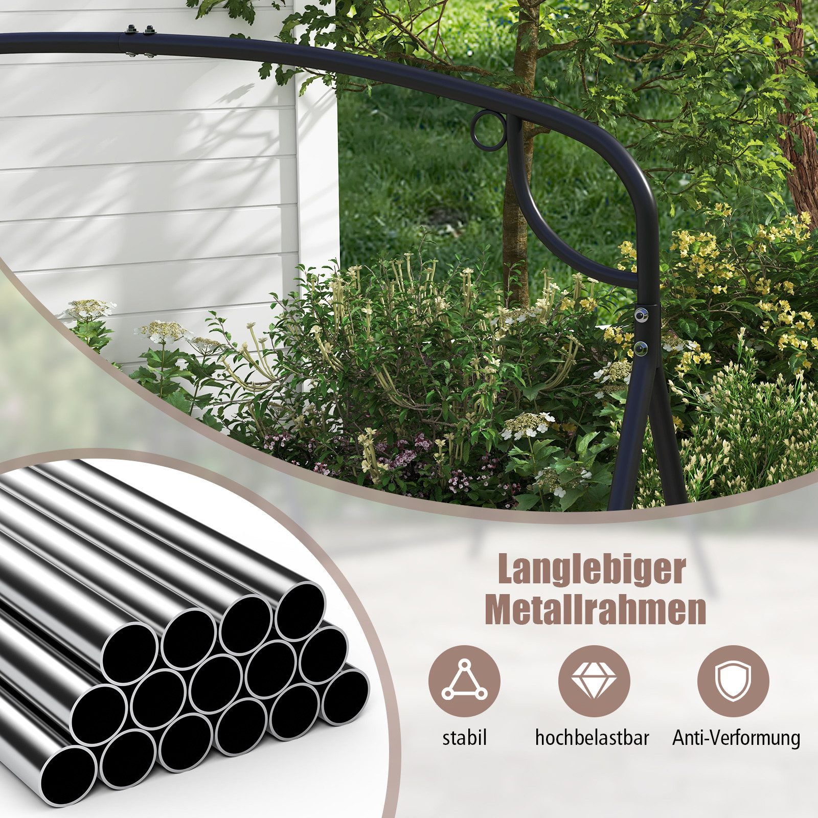 COSTWAY Schaukelgestell, Schaukelgerüst aus Metall, bis 300 kg