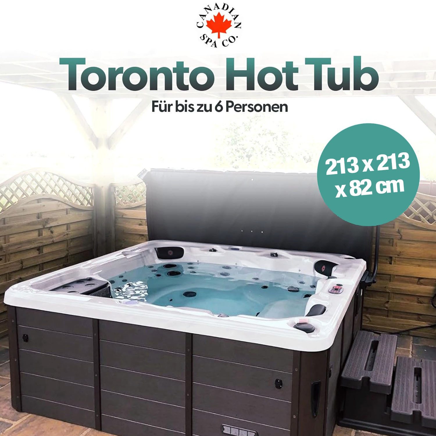 Canadian Spa GmbH Whirlpool Toronto UV, 213 cm x 213 cm, für 6 Personen, Inkl. UV & Ozon