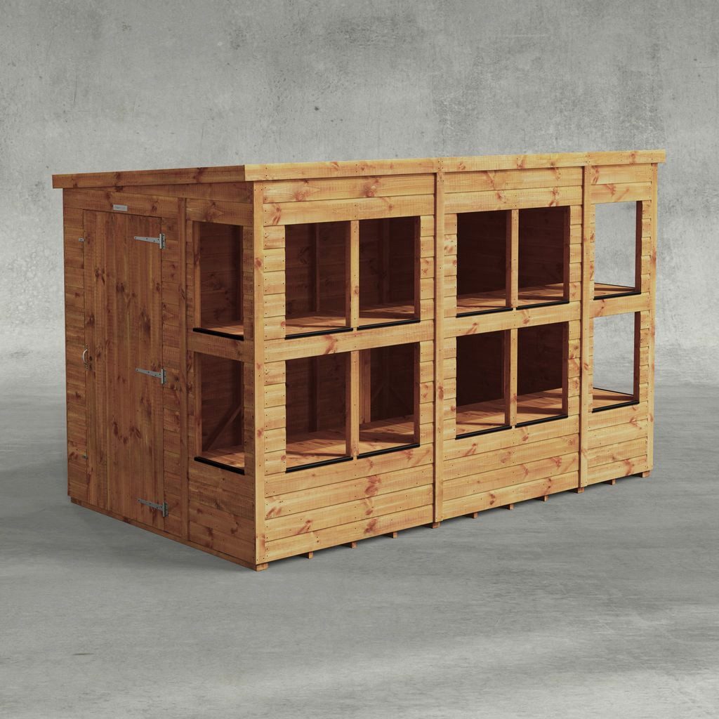 Gartenhaus Holz-Gewächshaus mit Pultdach aus Nut- und Feder Vollholz