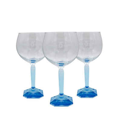 PerfectVibe Cocktailglas Bombay Sapphire Tonic 3 Gläser Blau Ballongläser + Flaschenöffner