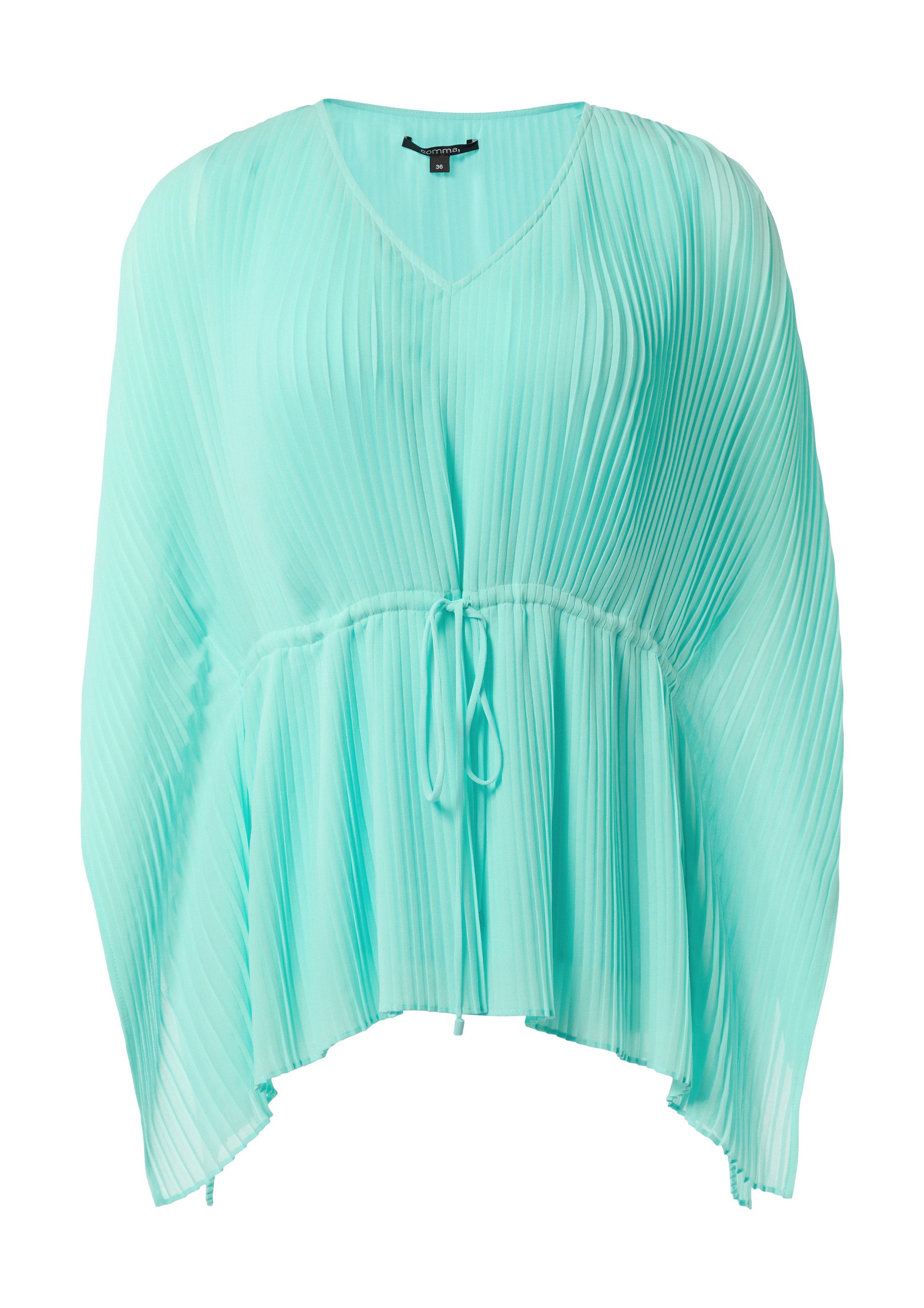 comma Blusentop Bluse Plissee-Tunika mit V-Ausschnitt