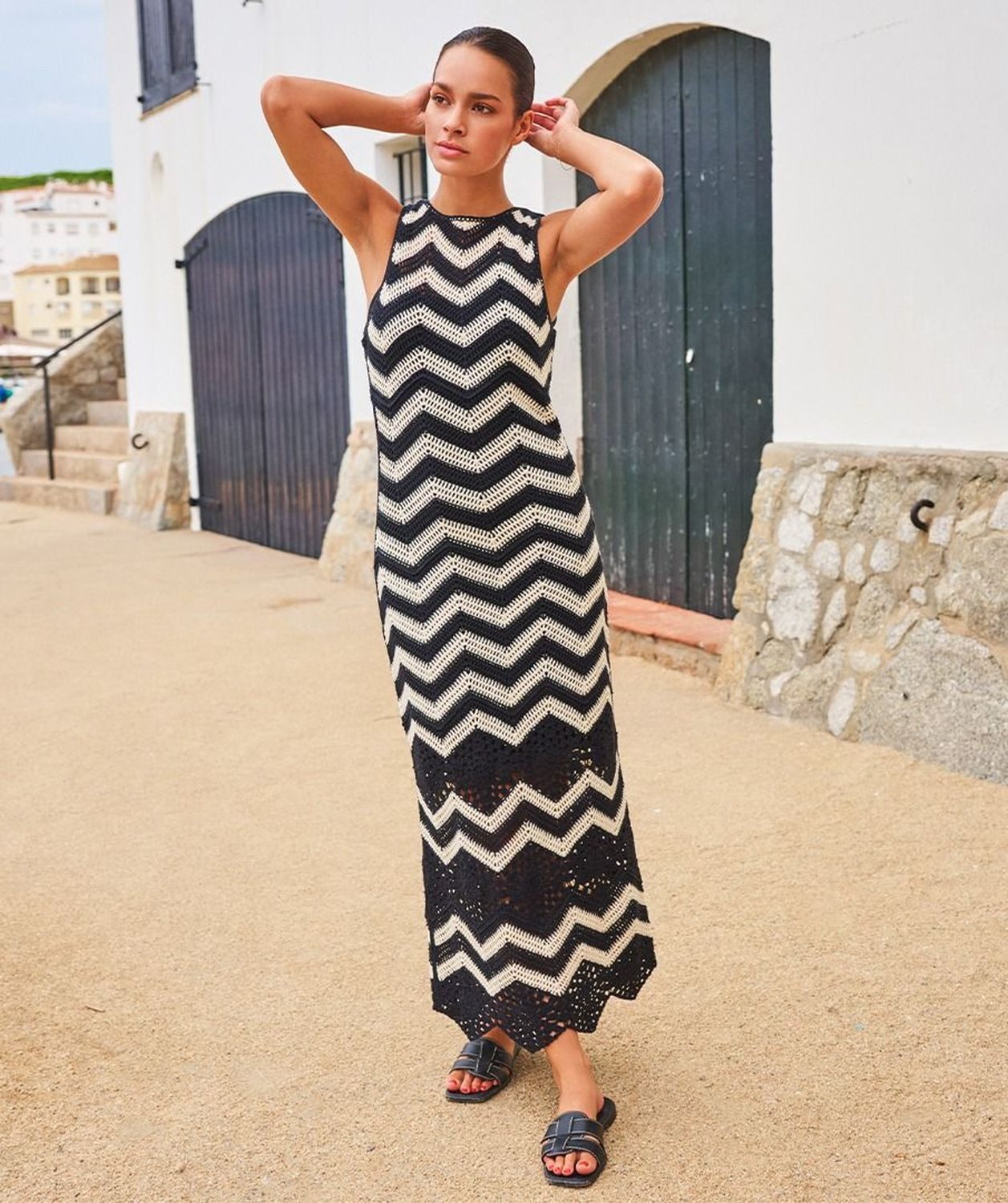 Esqualo Sommerkleid Esqualo Langes Häkelkleid Schwarz günstig online kaufen