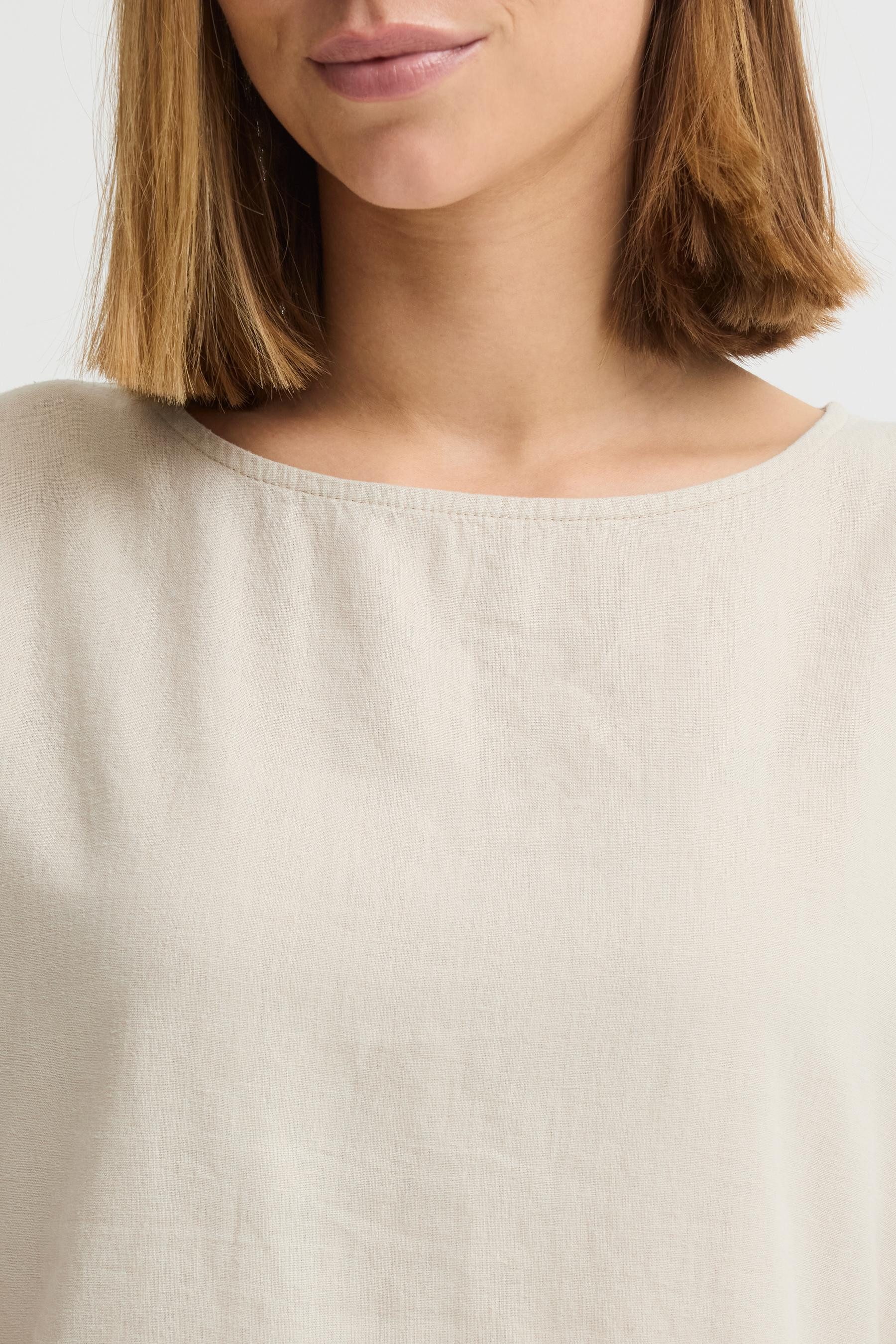 OXMO Kurzarmbluse OXArnora Angenehmes Blusenshirt aus Leinenmix – Bild 5 von 5