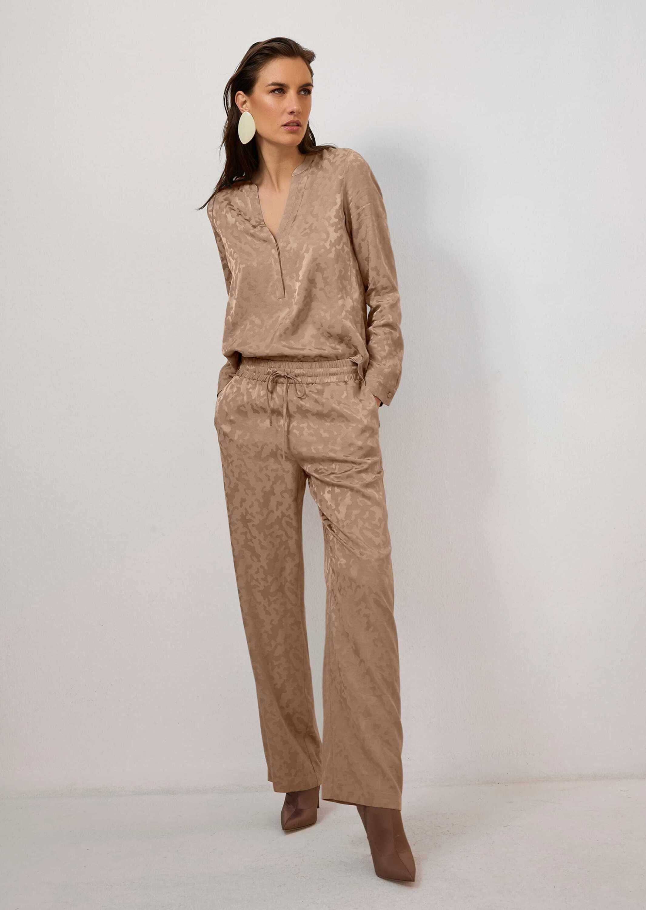 Langarmbluse Lange Jacquard-Bluse