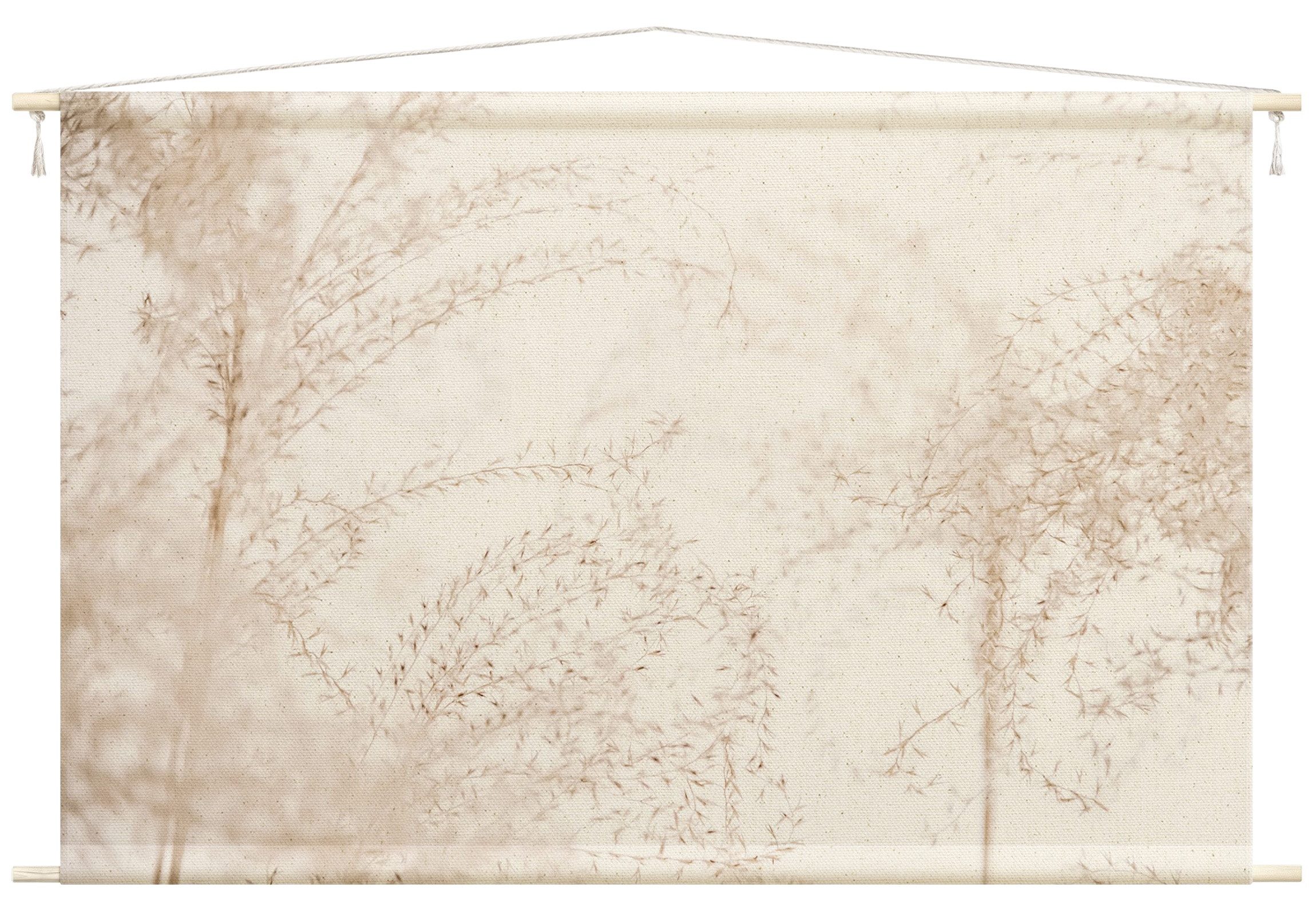 Bilderdepot24 Wandteppich modern Landhaus Gräser beige, rechteckig, Höhe: 2.6 mm, großes Wandbild aus Natur-Baumwolle Wandbehang Stoffbild Tuch Wollseil
