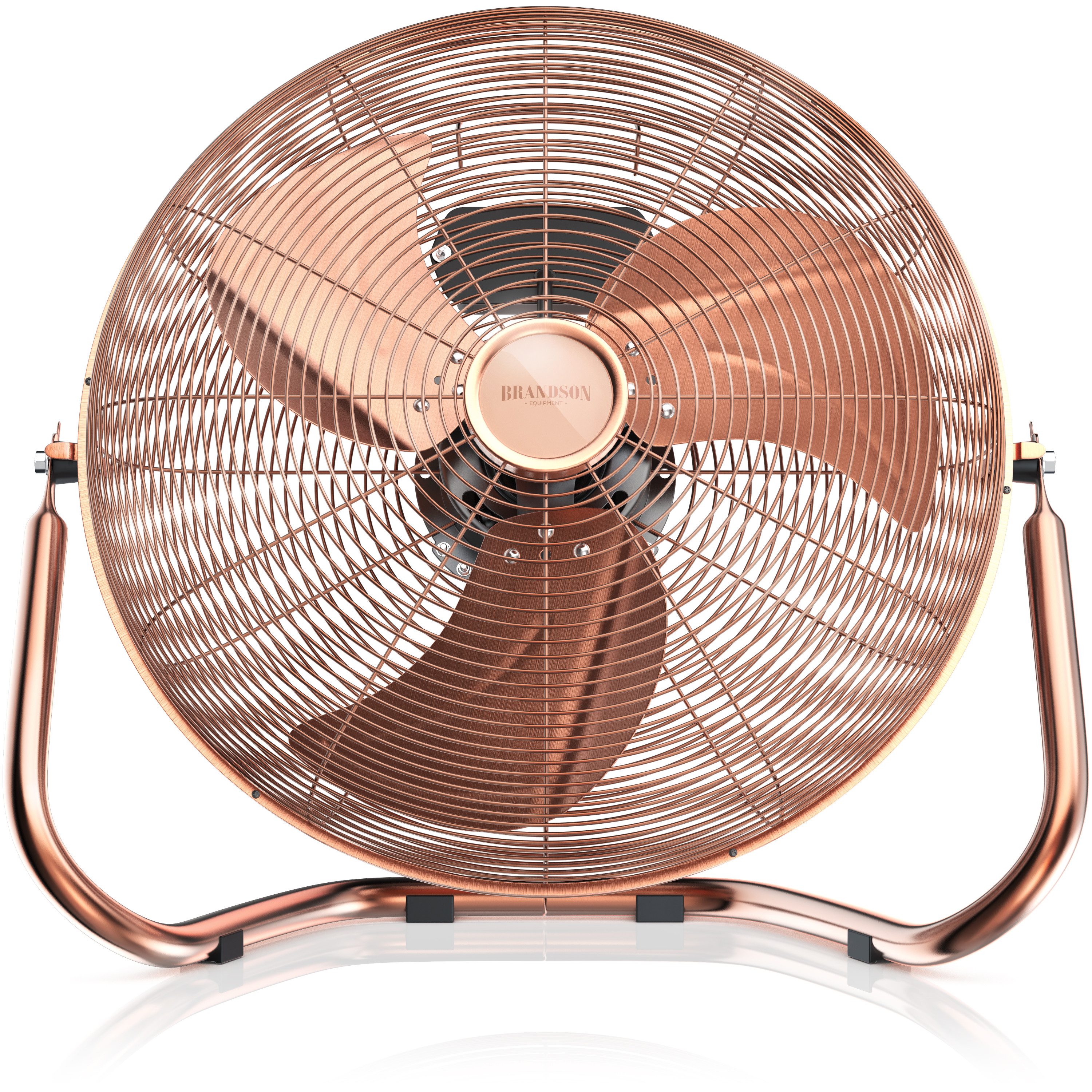 Brandson Windmaschine Bodenventilator im Retro Stil, hoher Luftdurchsatz, 200W, Kupfer, 53,5 cm Durchmesser, Preisträger 2025, robuster Stand, stufenlos neigbar, GS-Geprüft