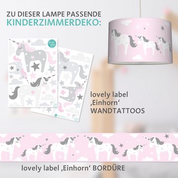 lovely label Pendelleuchte Einhorn rosa - Kinderzimmer Hängelampe Baby, LED wechselbar, warmweiß