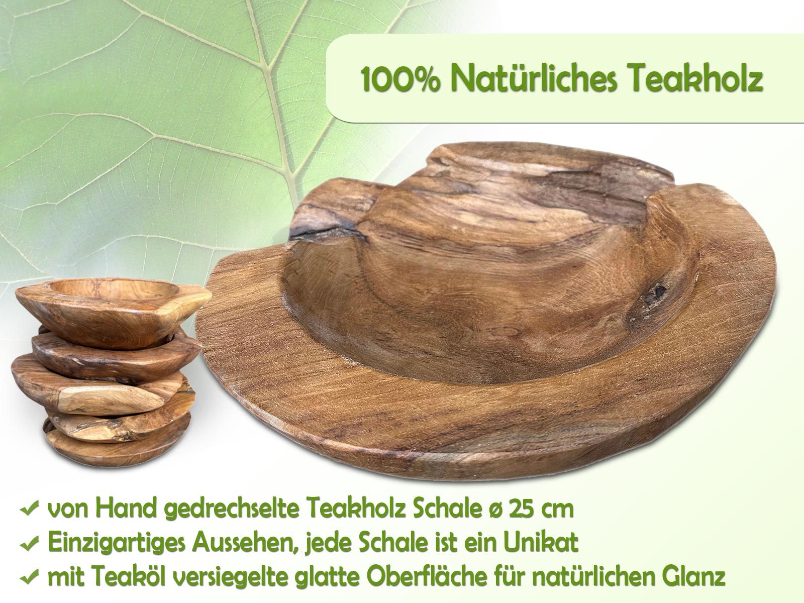 Amagohome Dekoschale Teakholz Schale Ø 25 günstig online kaufen