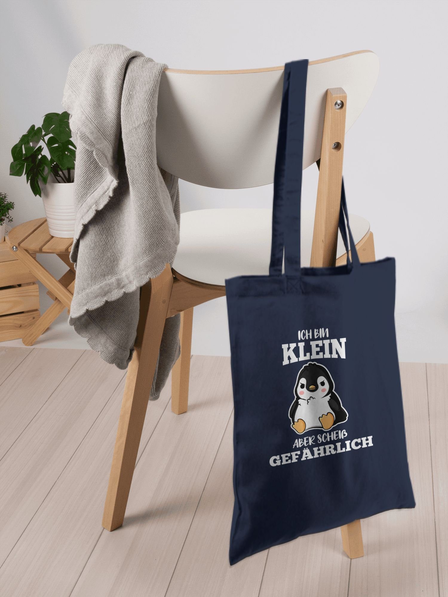 Shirtracer Umhängetasche Ich mit Spruch Pinguin aber scheiß gefährlich 2 klein Blau Navy weiß, Sprüche bin Statement