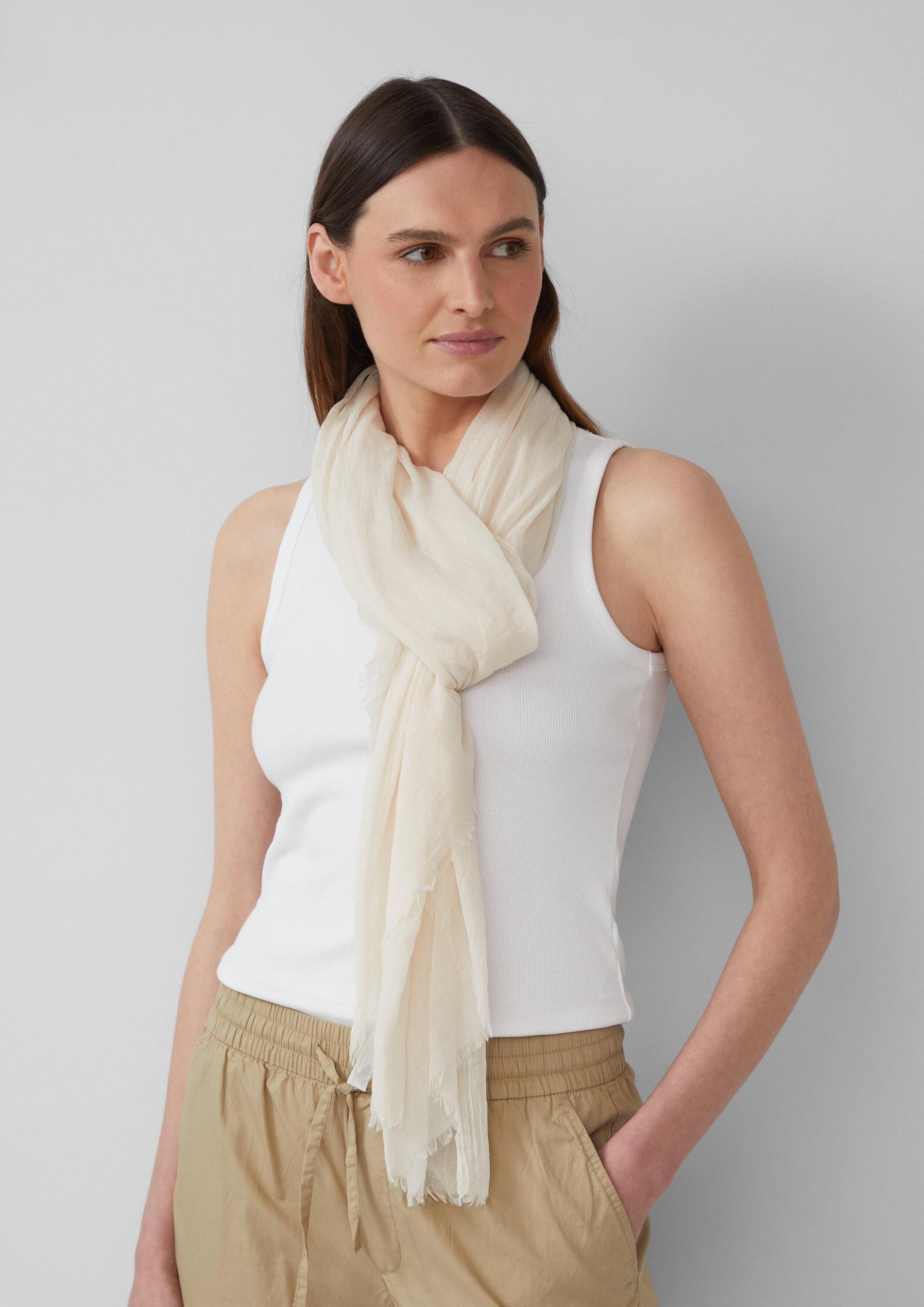 s.Oliver Schal Tuch, Leichter Schal aus Webware mit Fransen günstig online kaufen