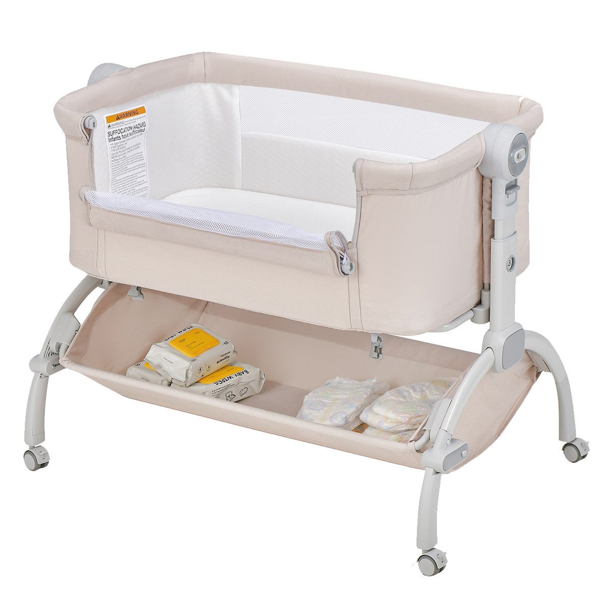 COSTWAY Beistellbett, 3in1 Babywiege, Stubenwagen, 7 Fach höhenverstellbar, günstig online kaufen