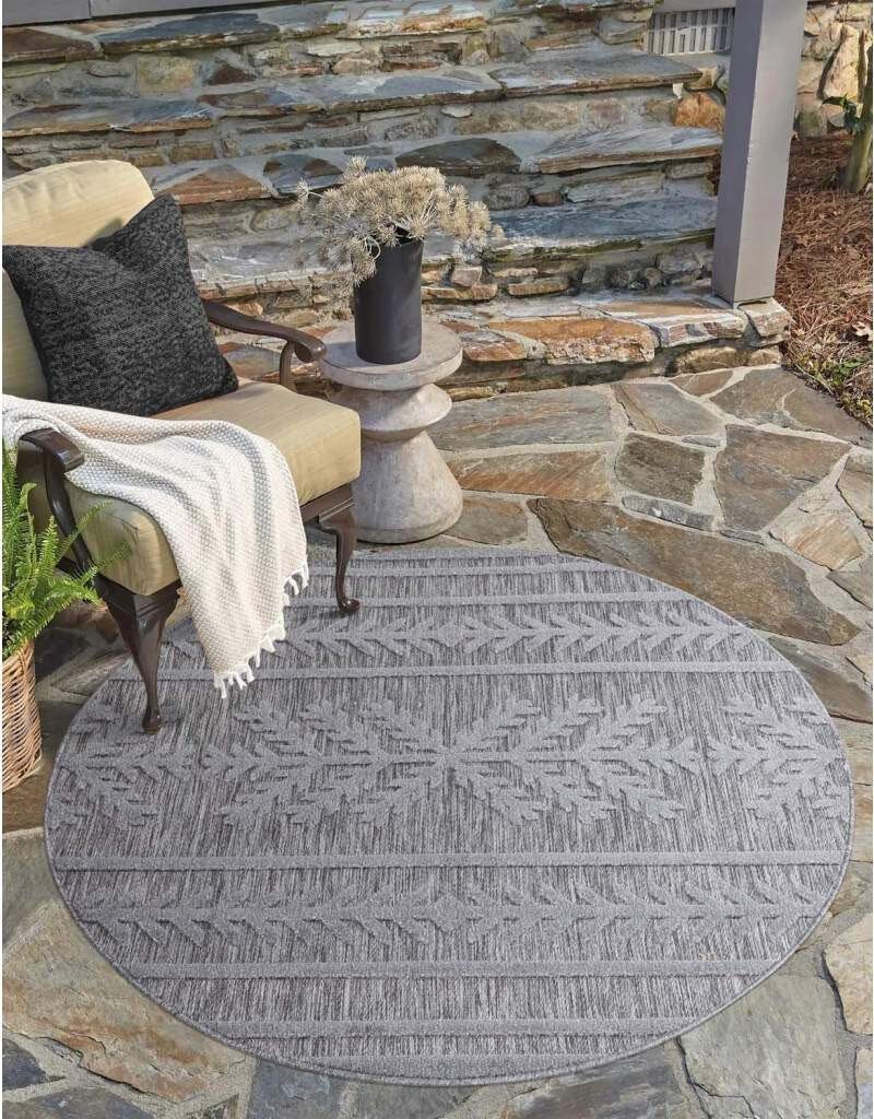 Teppich In-& Outdoorteppich Santorini 411, 3D-Effekt, Boho-Optik, Carpet  City, rund, Höhe: 5 mm, Wetterfest & UV-beständig für Terrasse, Balkon,  Küche, Flur