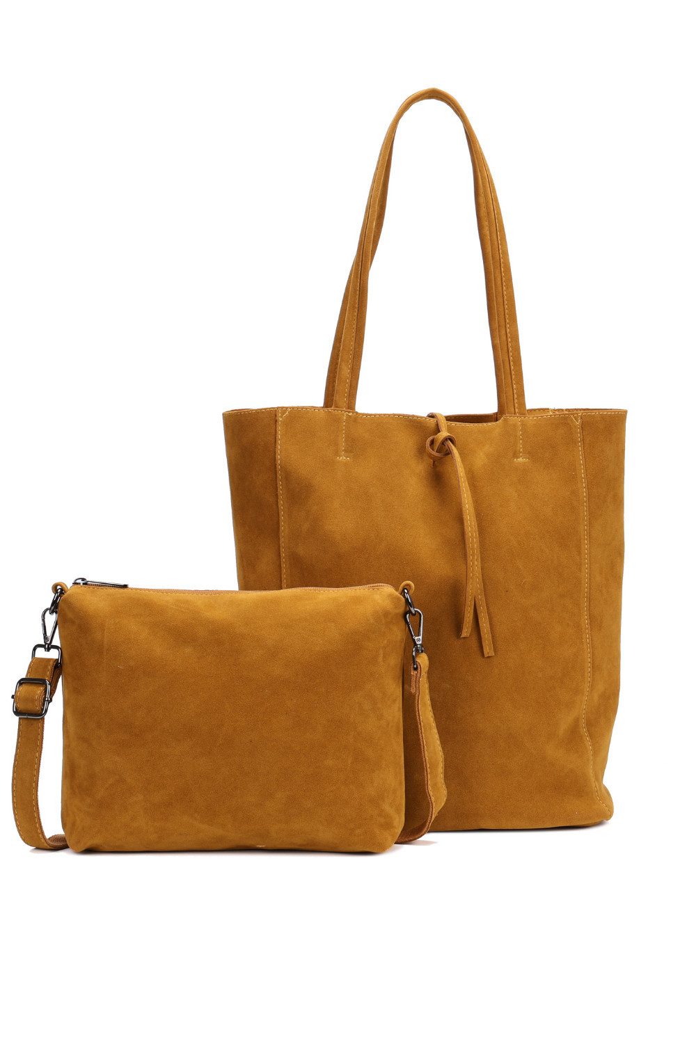 BRISE TASCHE Schultertasche Modischer Damen Shopper mit Extra-Tasche, Veganer, Wildleder (Taschen-Set, 2-teiliges Set: Shopper + Umhängetasche), 2in1 Set mit herausnehmbarer Umhängetasche, leichtes Wildlederimitat