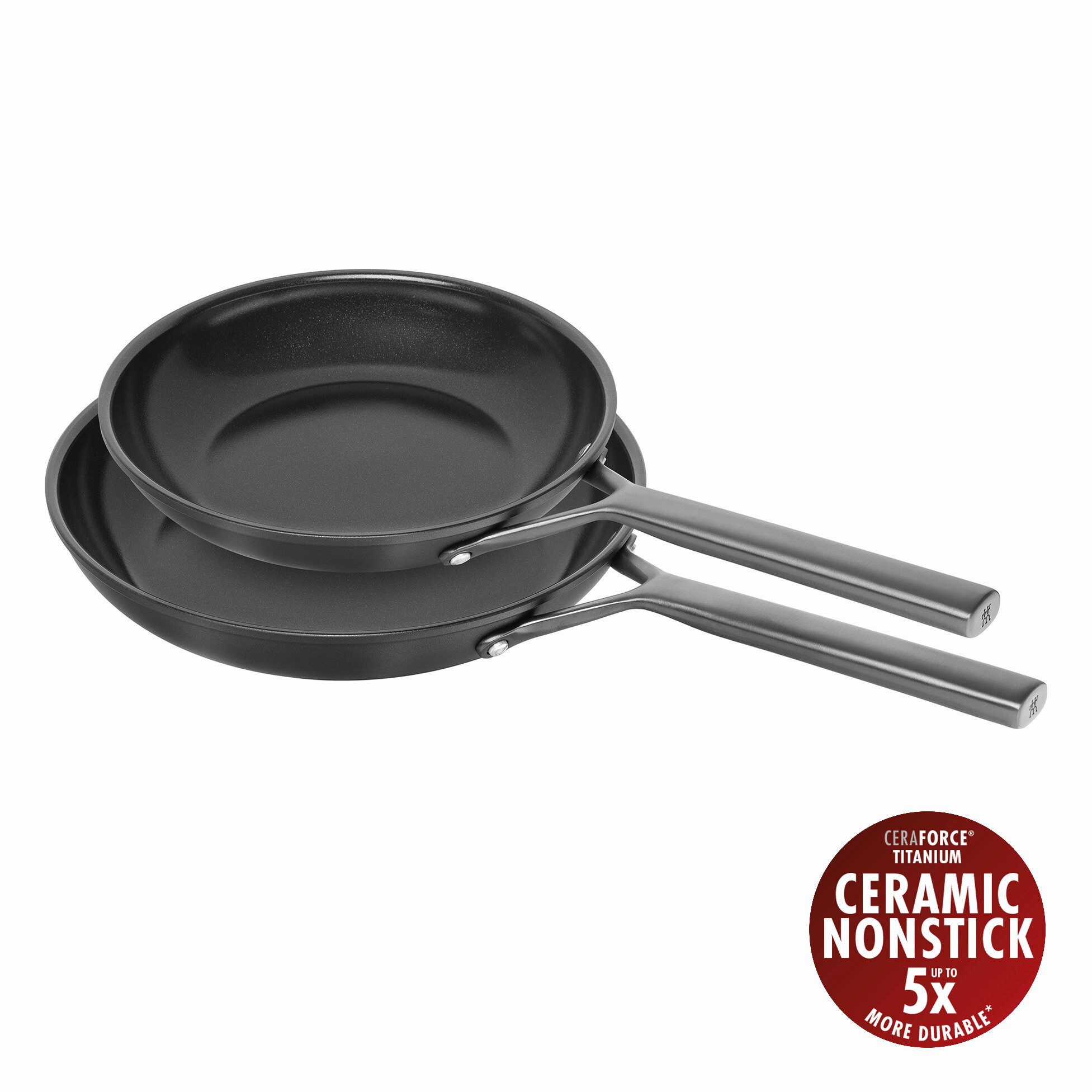 Zwilling Pfannen-Set Milano, Aluminium (Set, 2-tlg., je 1 Pfanne 24 cm + 28 cm), Keramik-Antihaftbeschichtung, Induktion, Made in Italy
